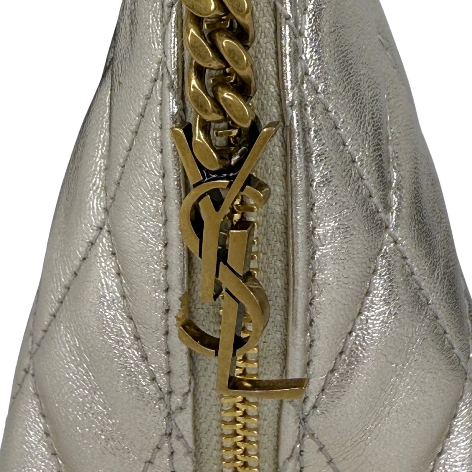 Saint Laurent Metallic Calfskin Berlingo Bag Charm Platino - Lost Designer