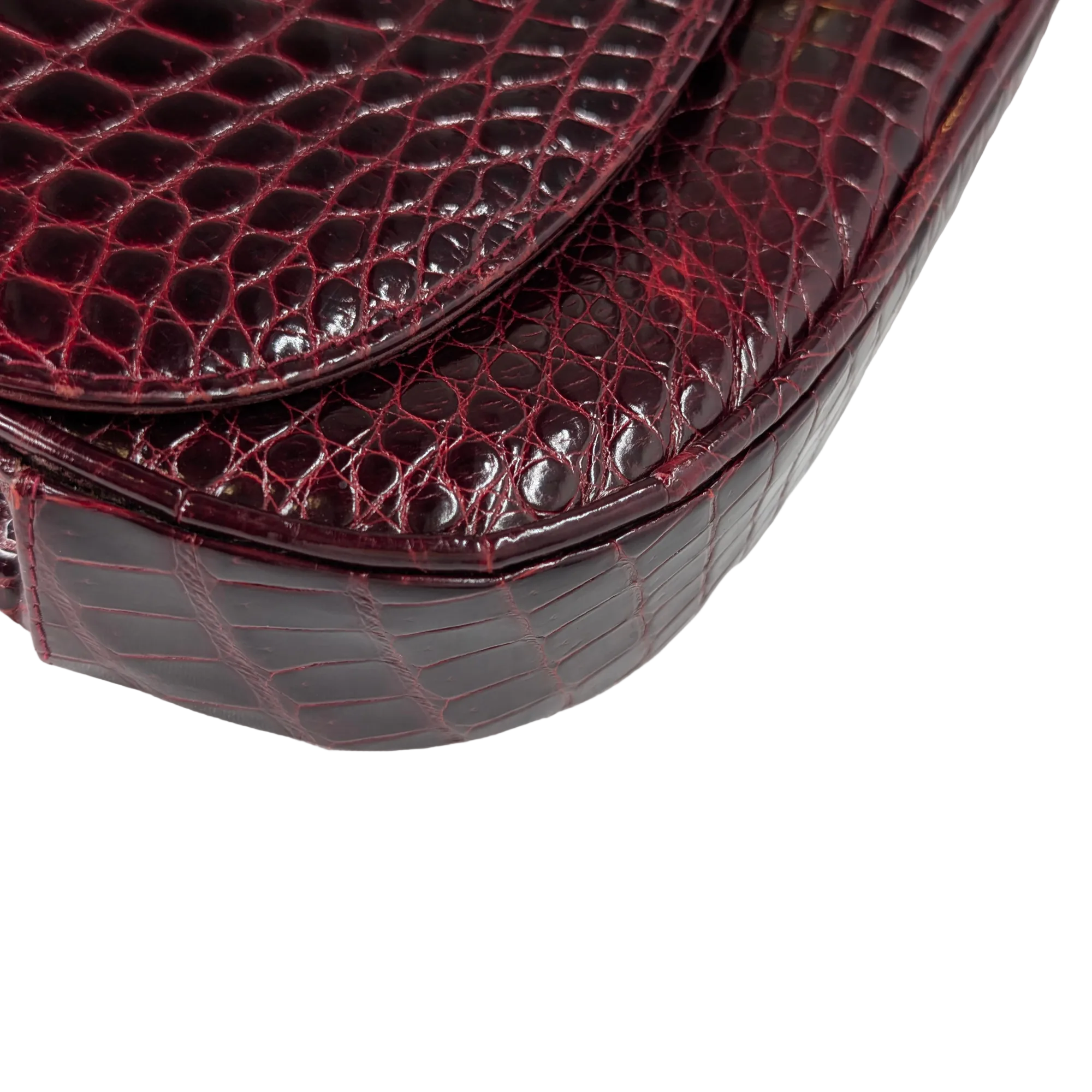 Gucci Vintage Crocodile Shoulder Bag Burgundy