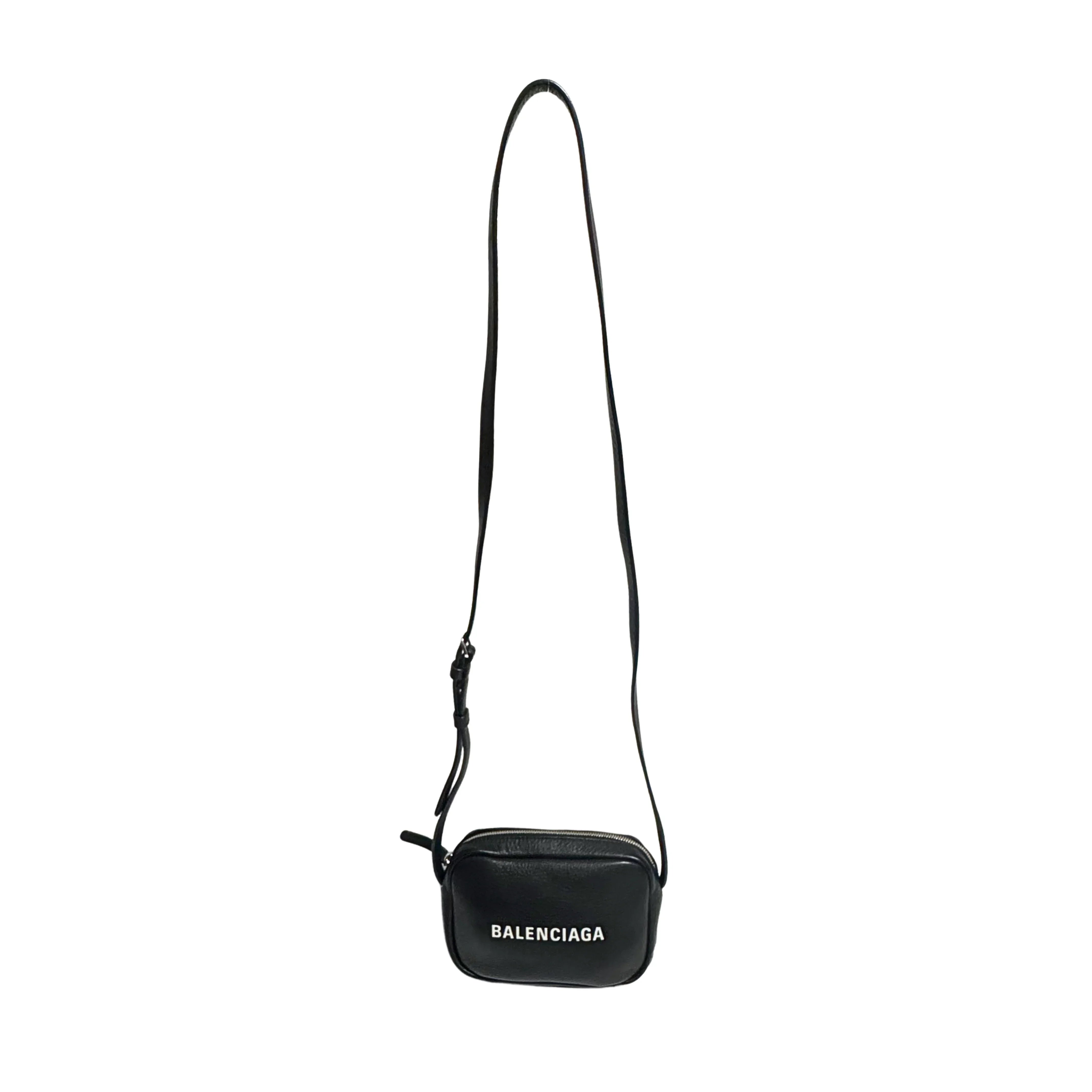 BALENCIAGA Calfskin Logo Everyday Camera Bag /Black - Lost Designer