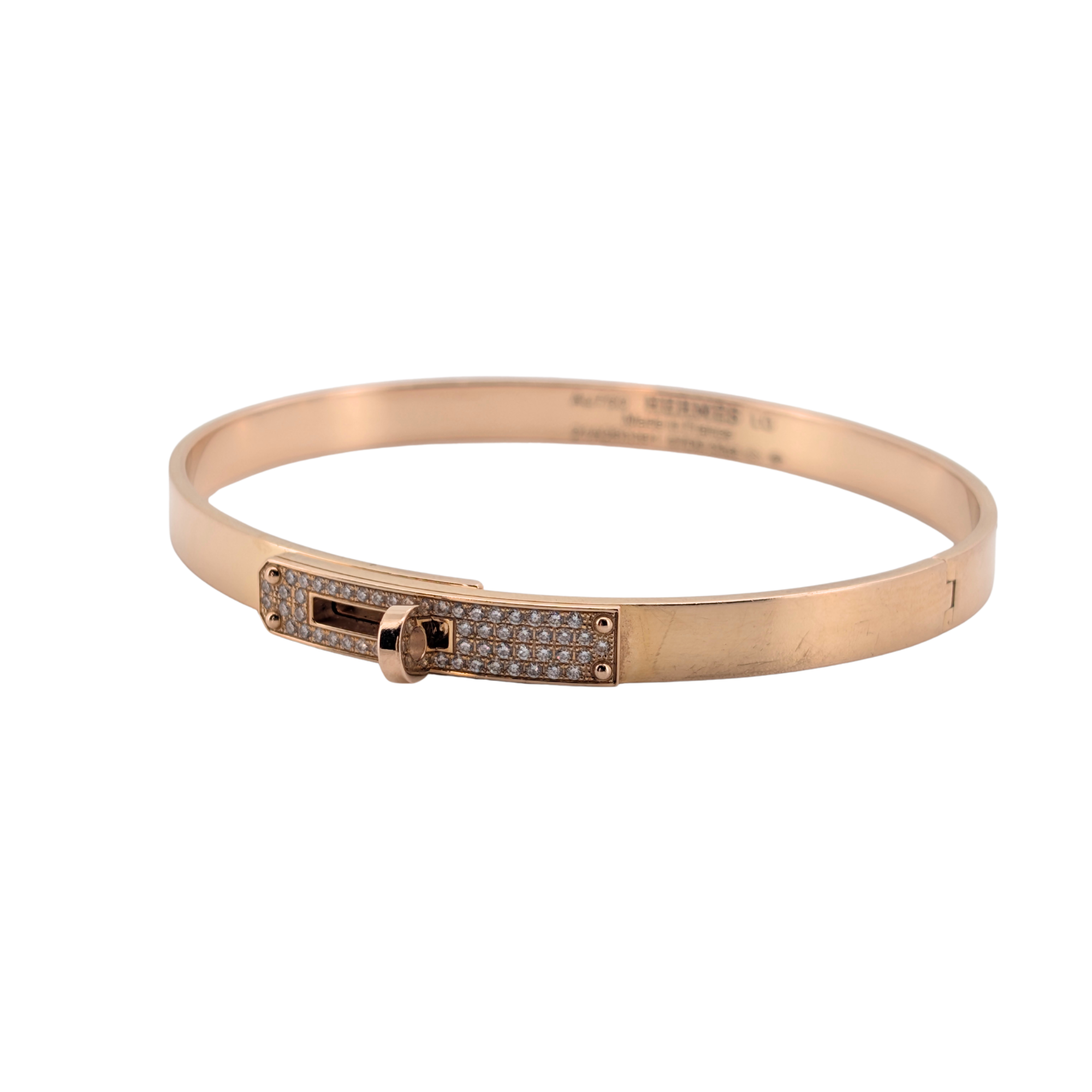 Hermes Kelly Diamond Bracelet Small LG In 18k Rose Gold