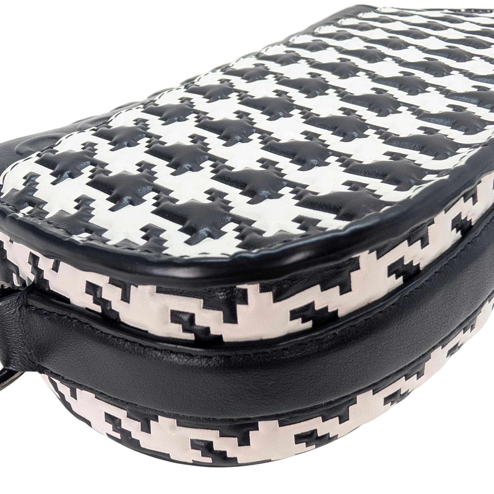 Dior Box Houndstooth East West Bobby Bag Black White