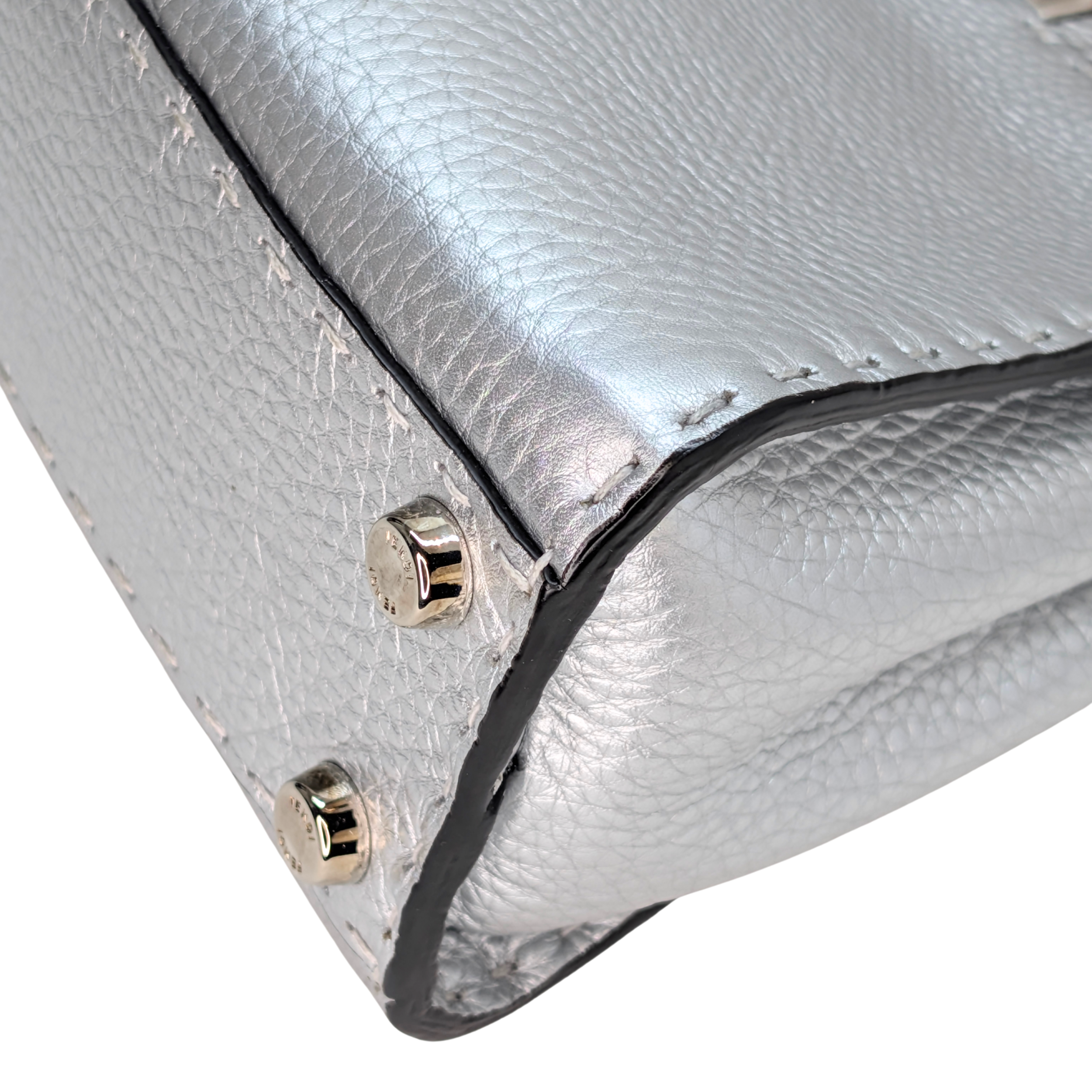 Fendi Peekaboo ISeeU Petite Mini Selleria Bag Silver Metallic