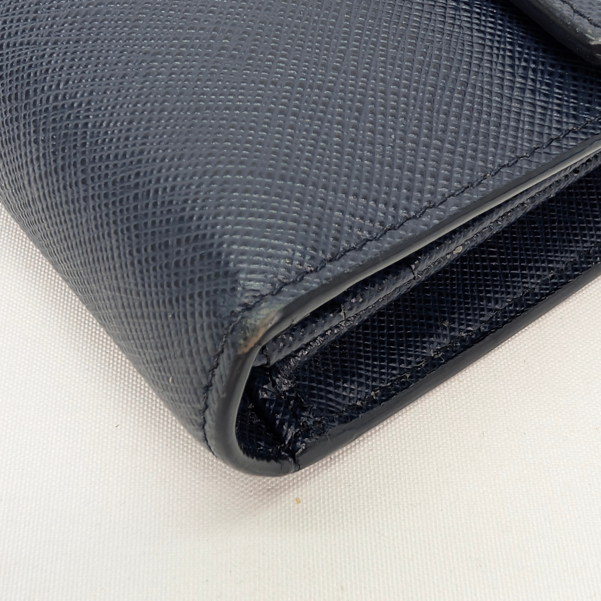 Black Prada Saffiano Multi Pocket Wallet Navy Blue