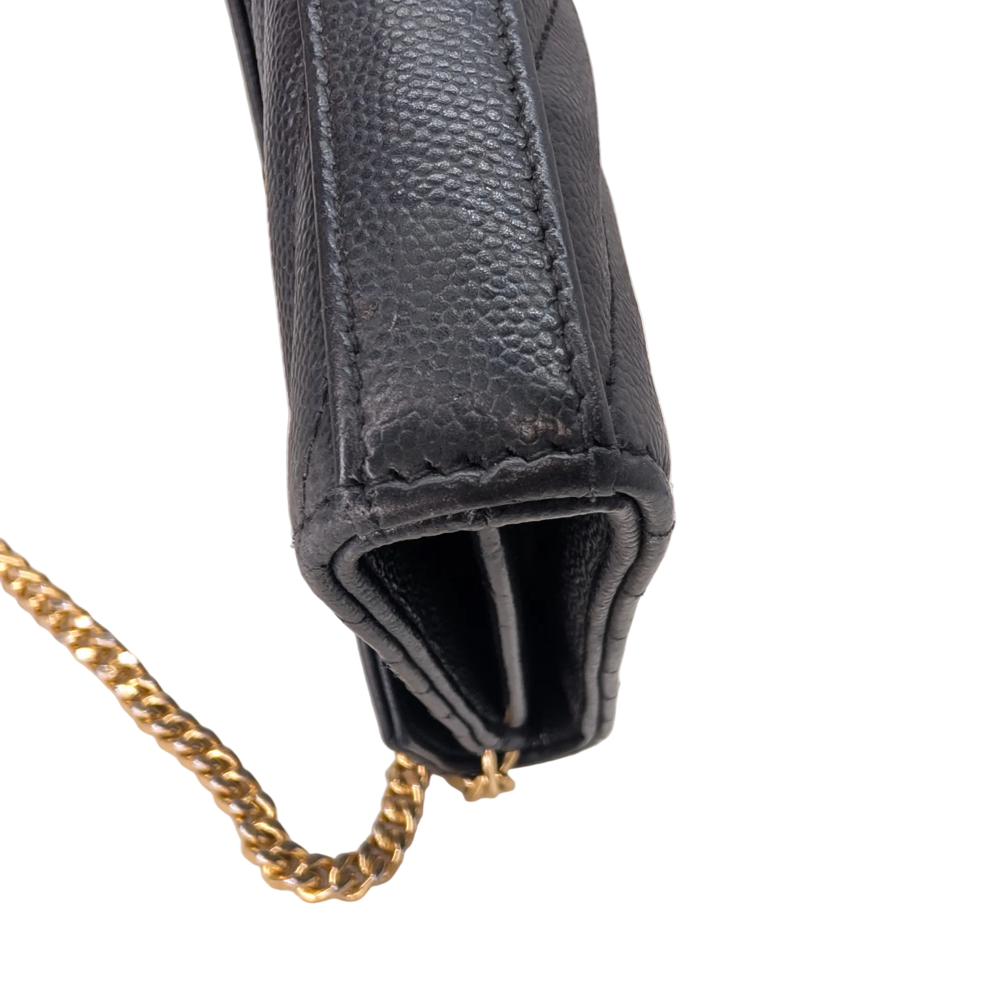 Saint Laurent Cassandre Envelope Chain Wallet Black