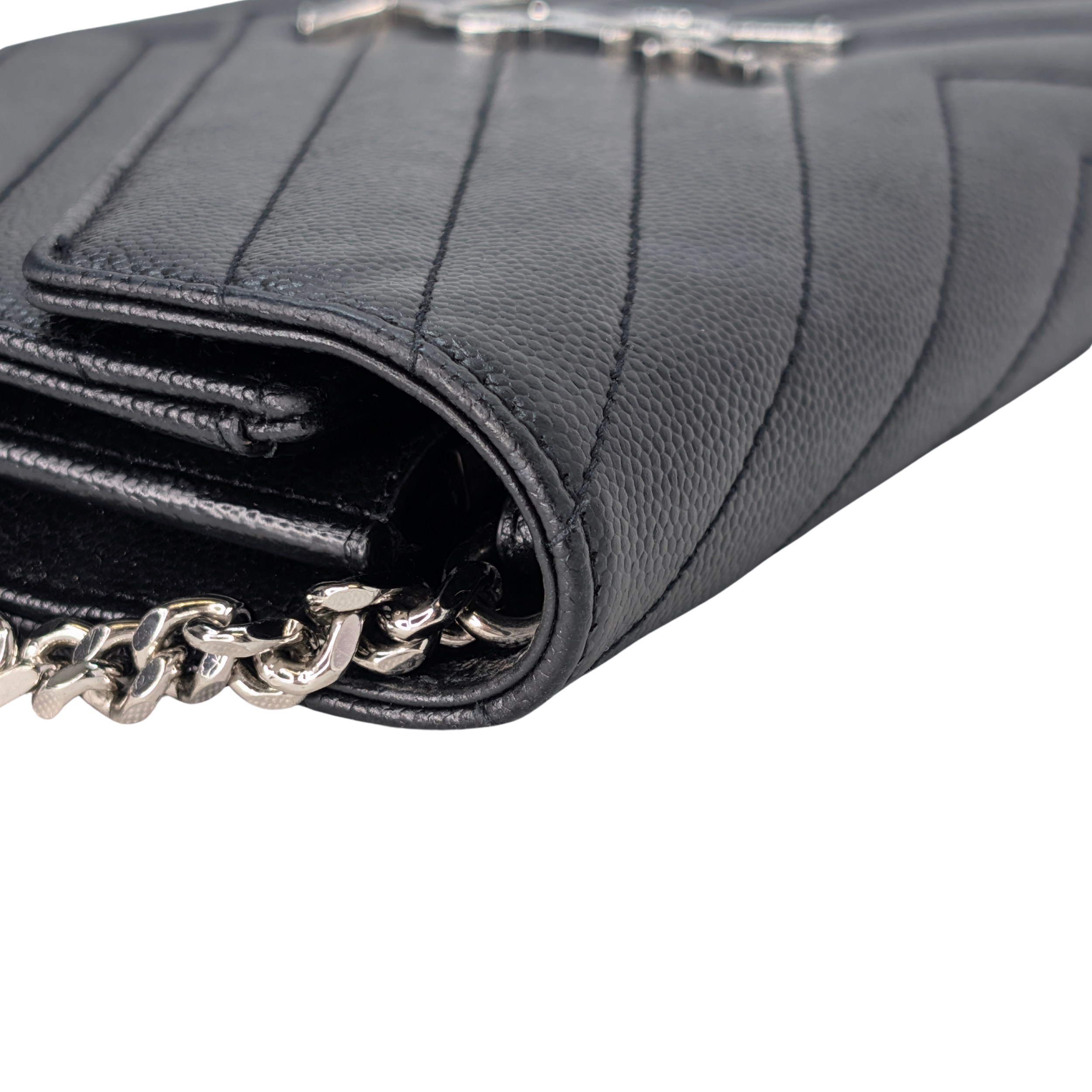 Saint Laurent Cassandra Envelope Wallet on Chain Black