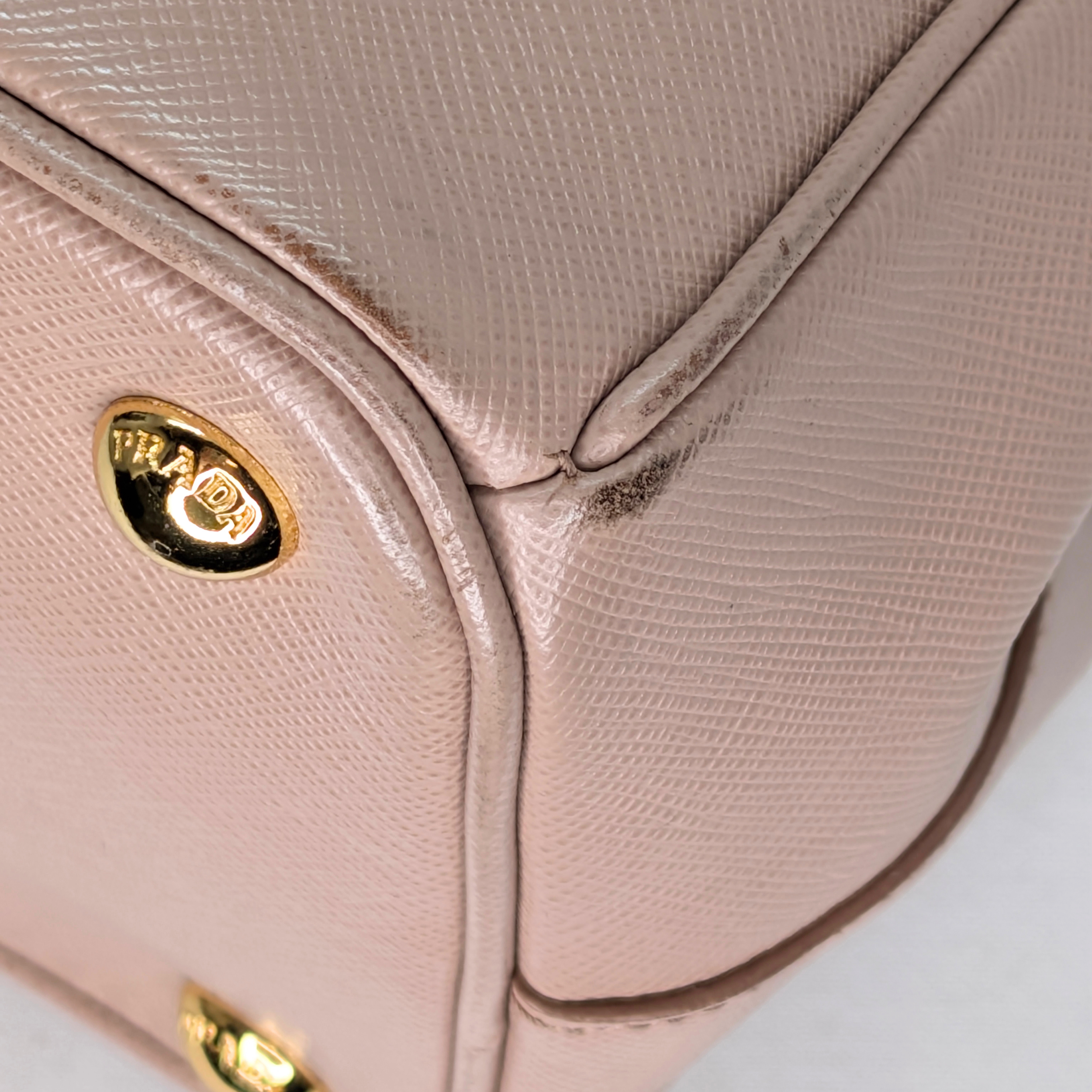 Prada Saffiano Medium Galleria Lux Double Zip Tote Cammeo