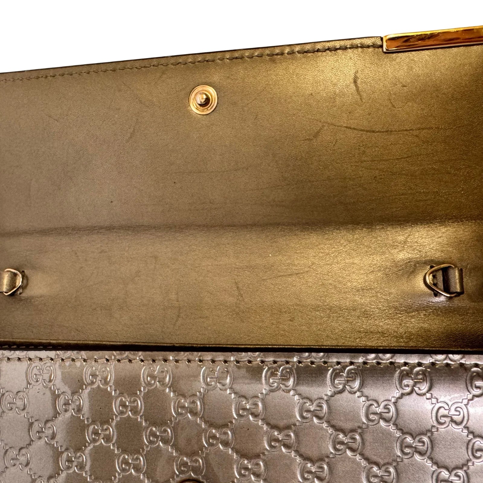 Gucci Leather Wallet on Chain Metallic Silver-Bronze - Lost Designer
