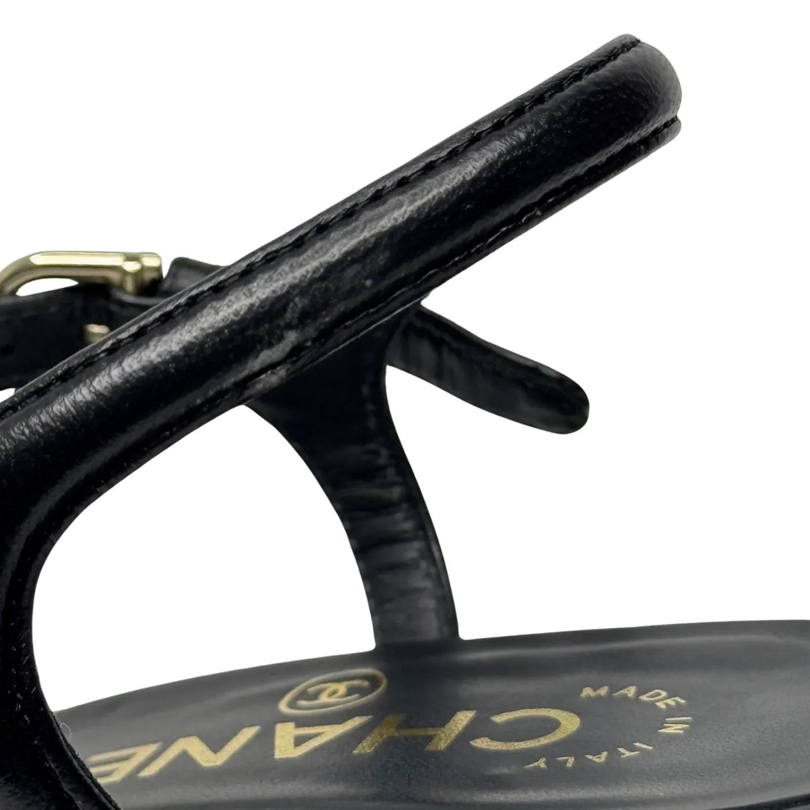 Chanel Black Lambskin Leather Classic Sandals – Size 36C - Lost Designer
