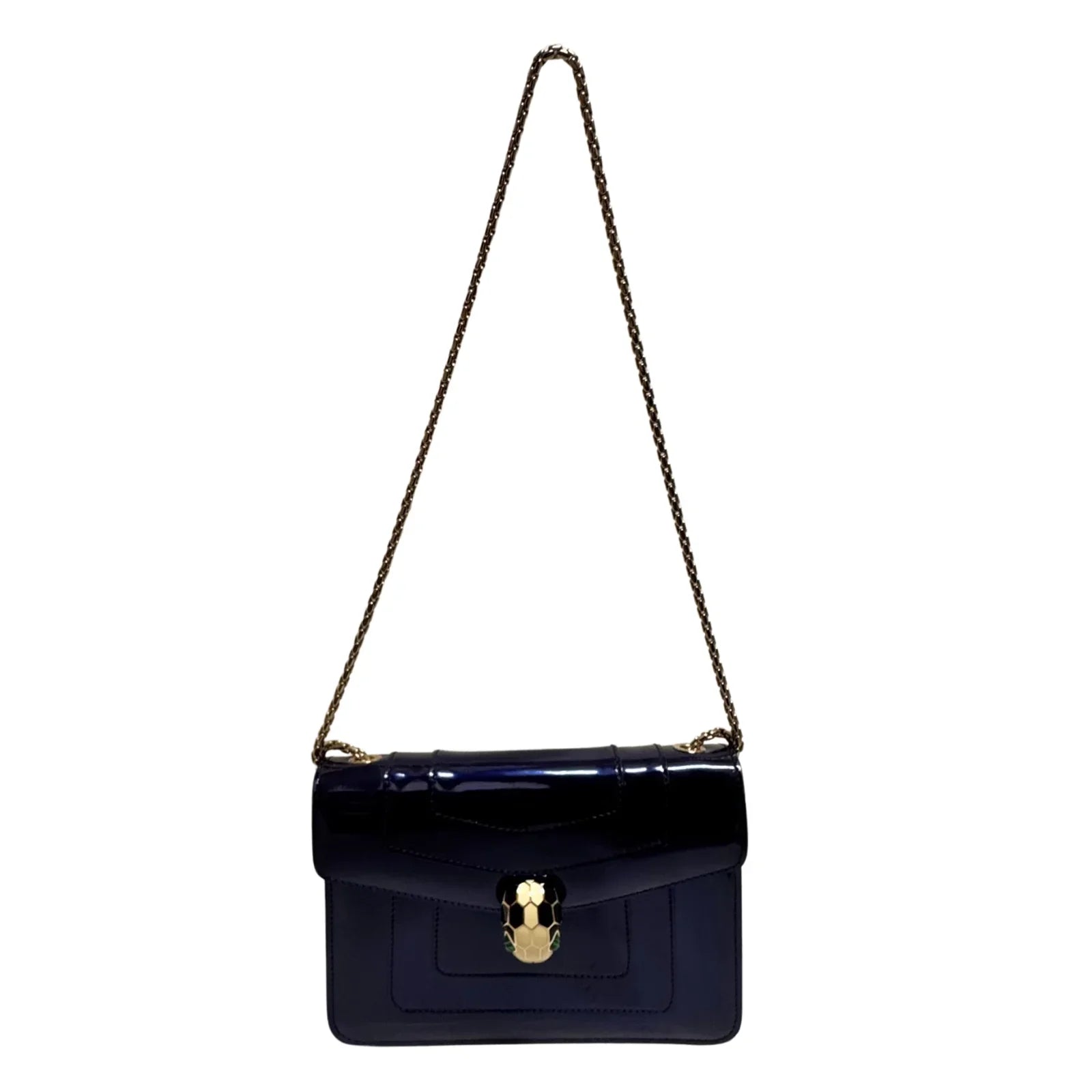 Bvlgari Serpenti patent leather handbag Blue - Lost Designer