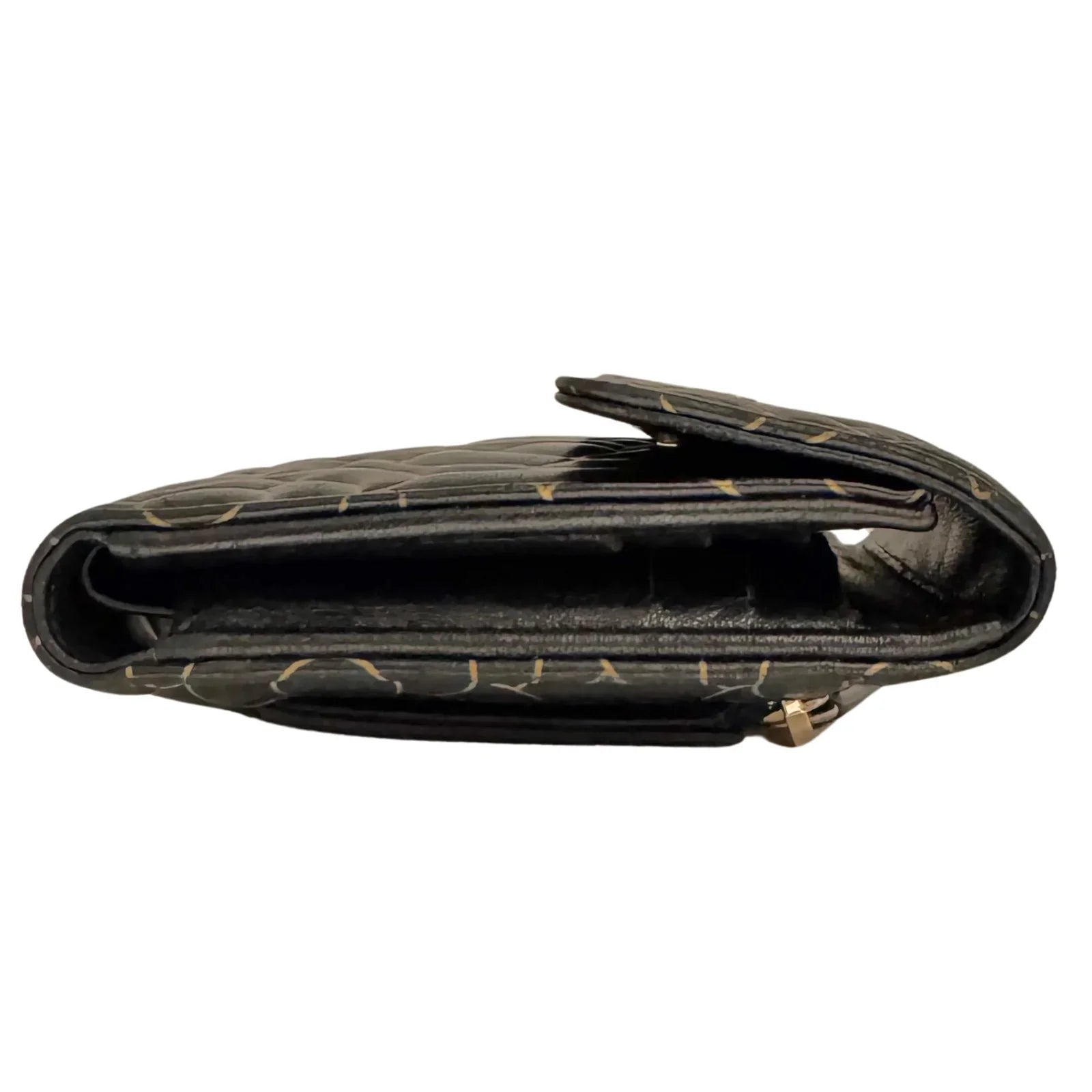 Chanel Lambskin Camellia Embossed Wallet in Black & Gold - Lost Designer