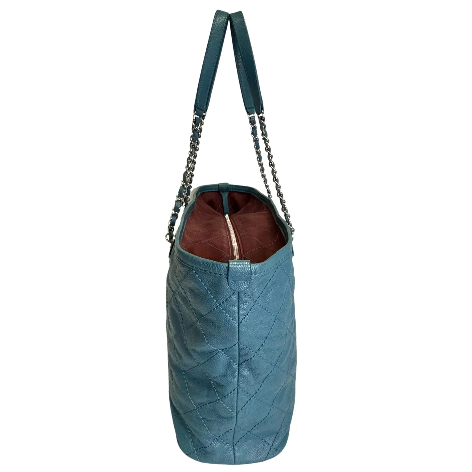 Chanel Everyday Grained Calfskin Quilted Bag Teal Blue - Lost Designer