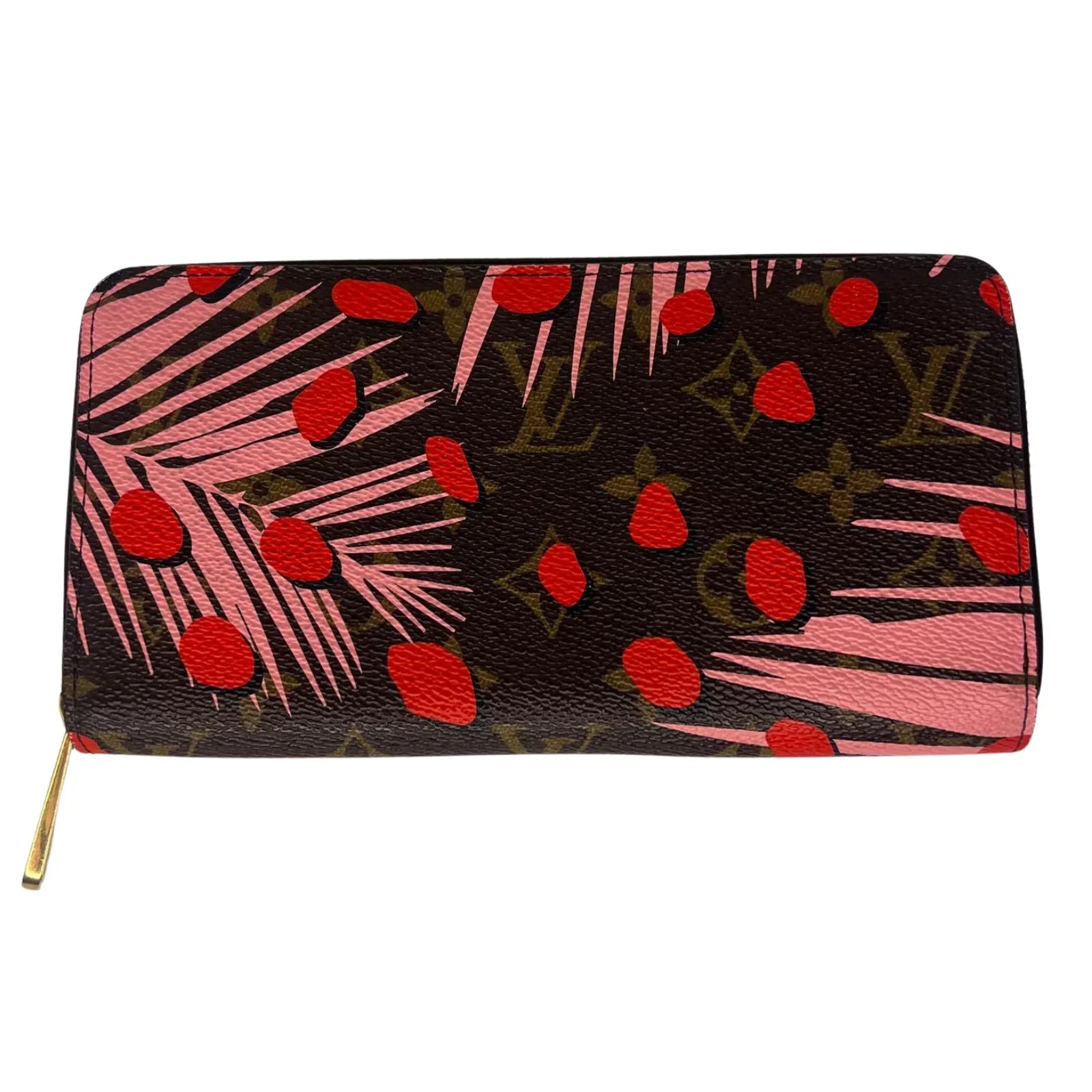 Louis Vuitton Monogram Jungle Dots Sugar Pink Poppy Zippy Clutch Wallet - Lost Designer