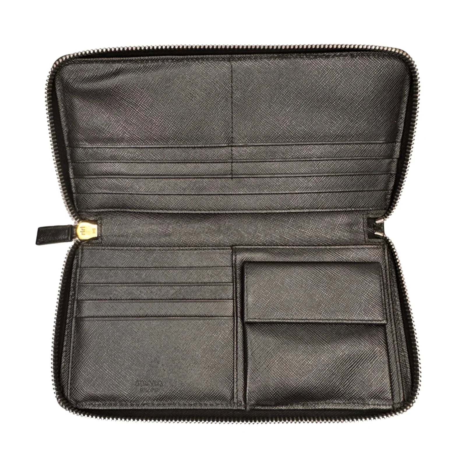 Prada Saffiano Leather Zip-Around Long Wallet – Nero Black - Lost Designer