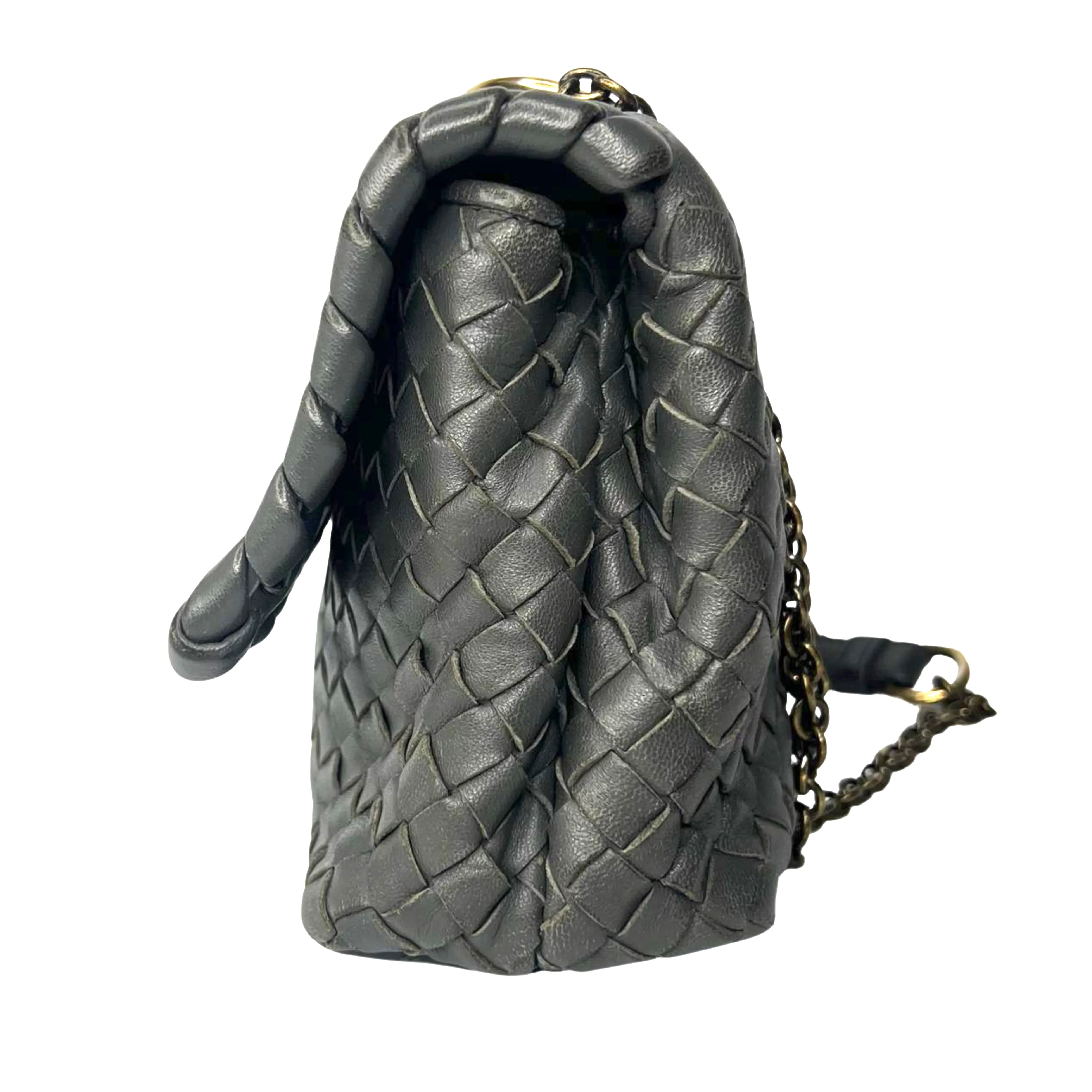 Bottega Veneta Nappa Intrecciato Medium Olimpia Bag – Steel Grey - Lost Designer