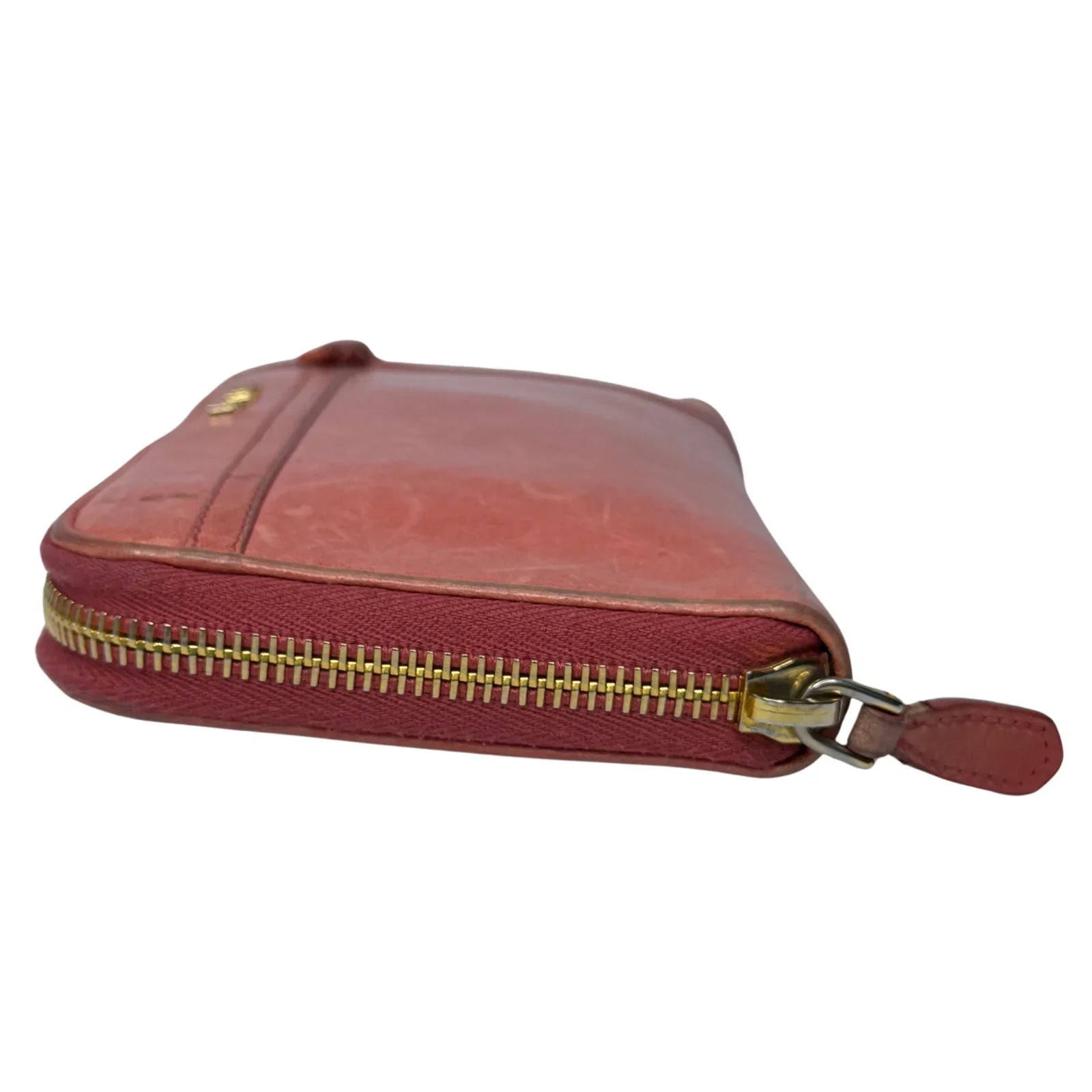 Prada Pink Leather Long Wallet with Zip Coin Compartment - Lost Designer