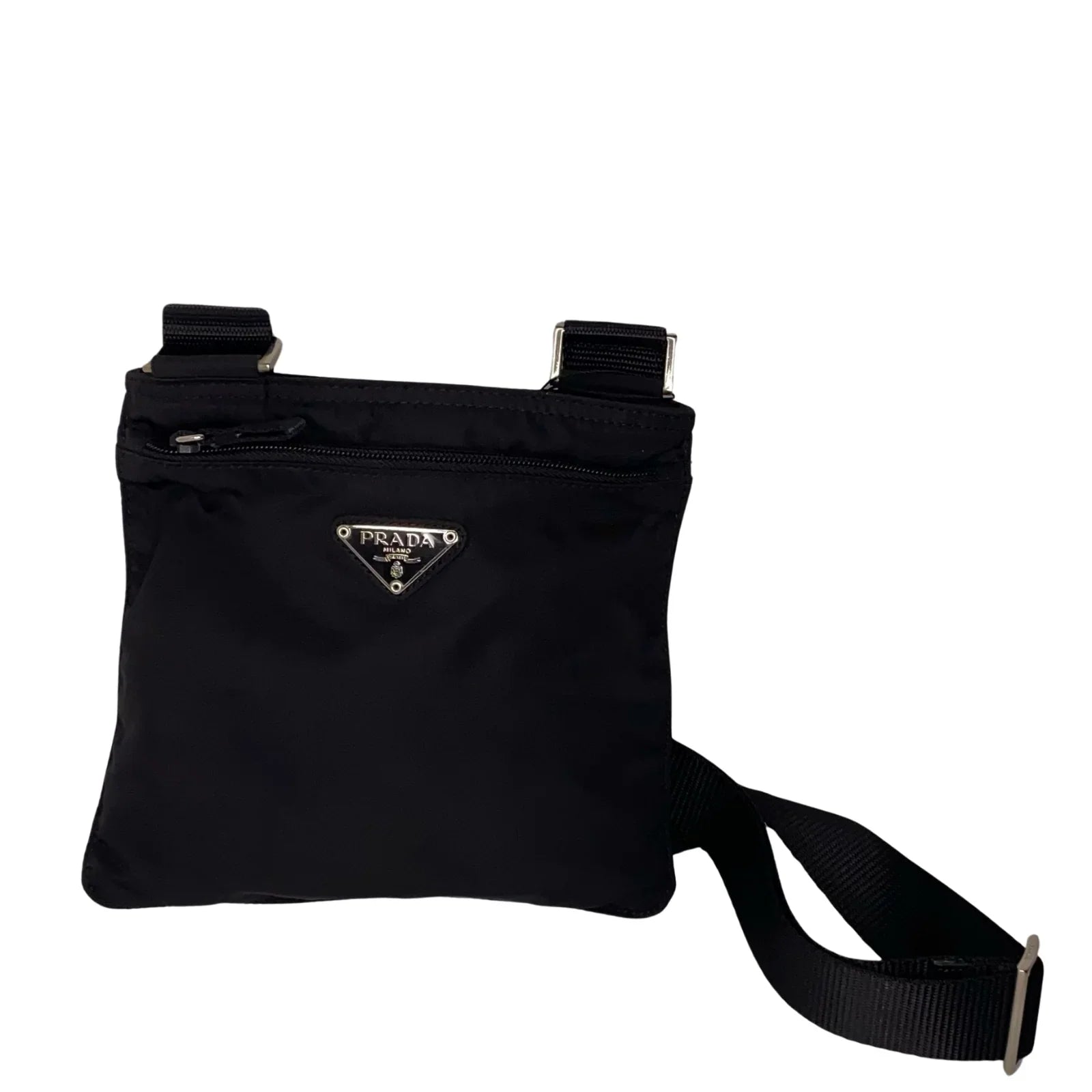 Prada Black Nylon Crossbody Messenger Black Bag - Lost Designer