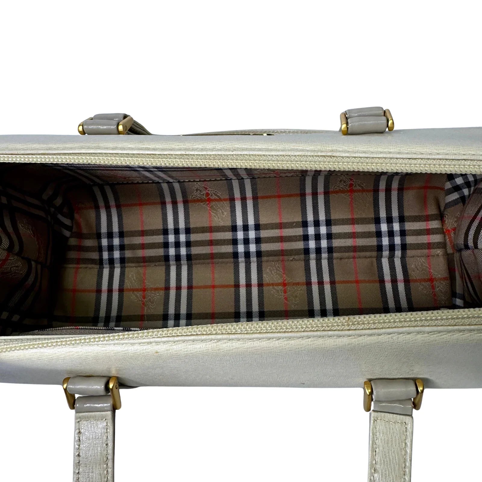 Burberry Mini Boston Bag Leather Beige - Lost Designer