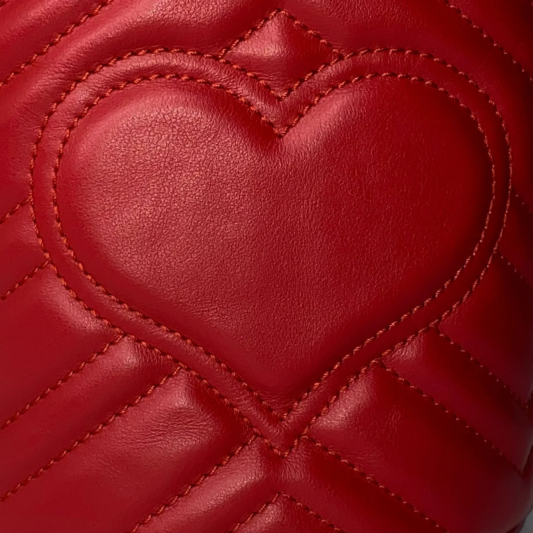 Gucci Calfskin Matelassé Mini GG Marmont Bucket Bag – Hibiscus Red - Lost Designer