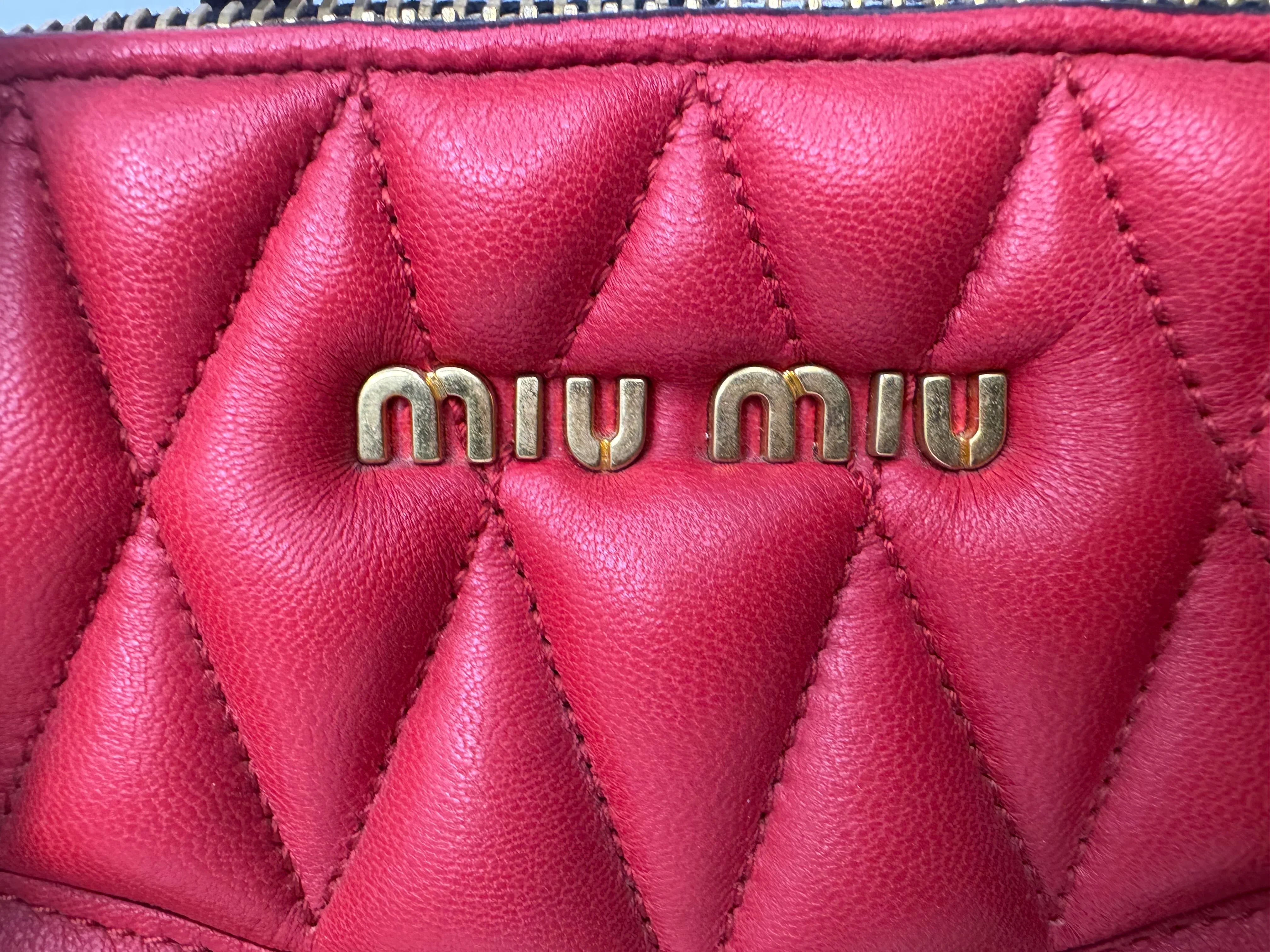 Miu Miu Nappa Biker Bicolor Quilted Leather Bag – Red & Black - Lost Designer