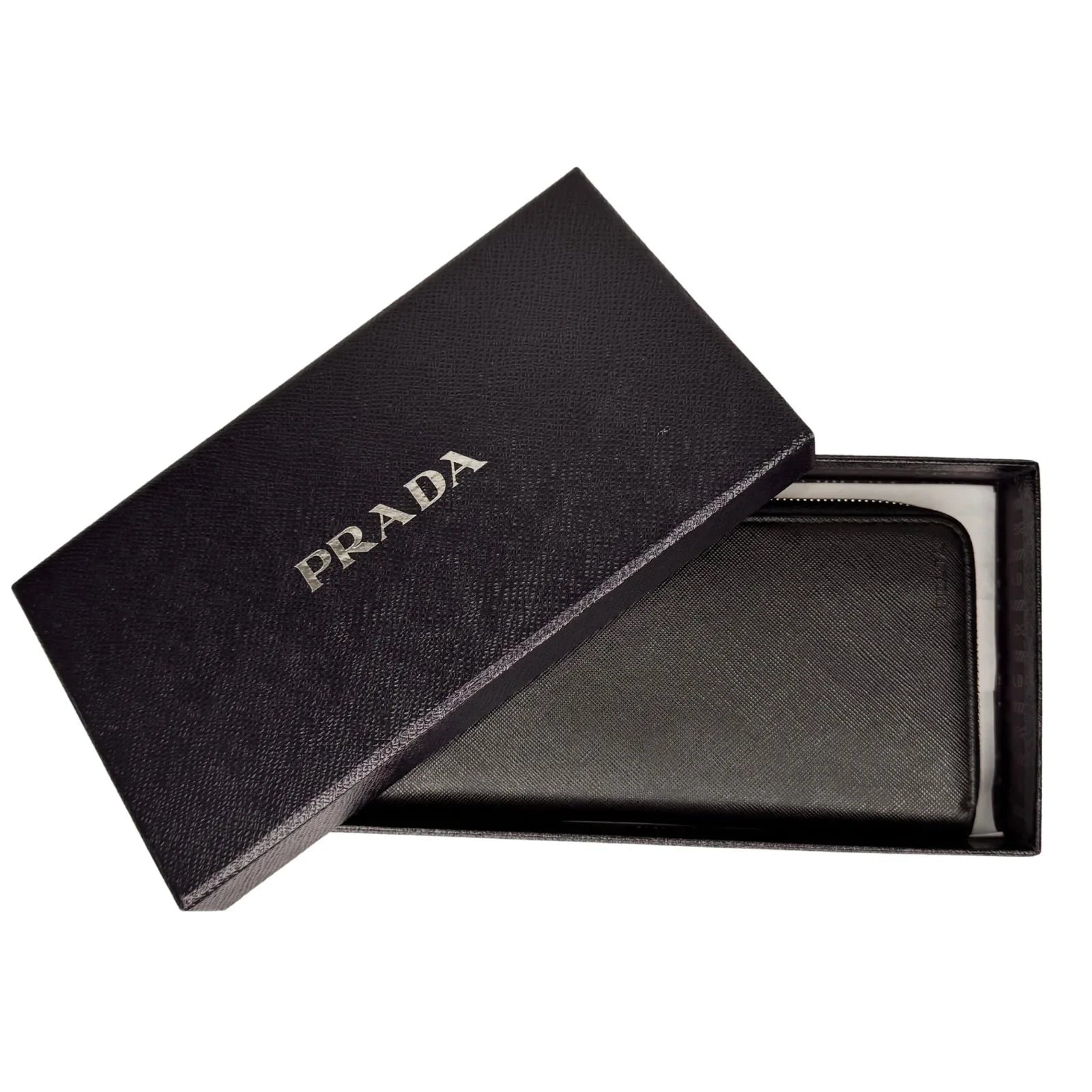 Prada Saffiano Leather Zip-Around Long Wallet – Nero Black - Lost Designer