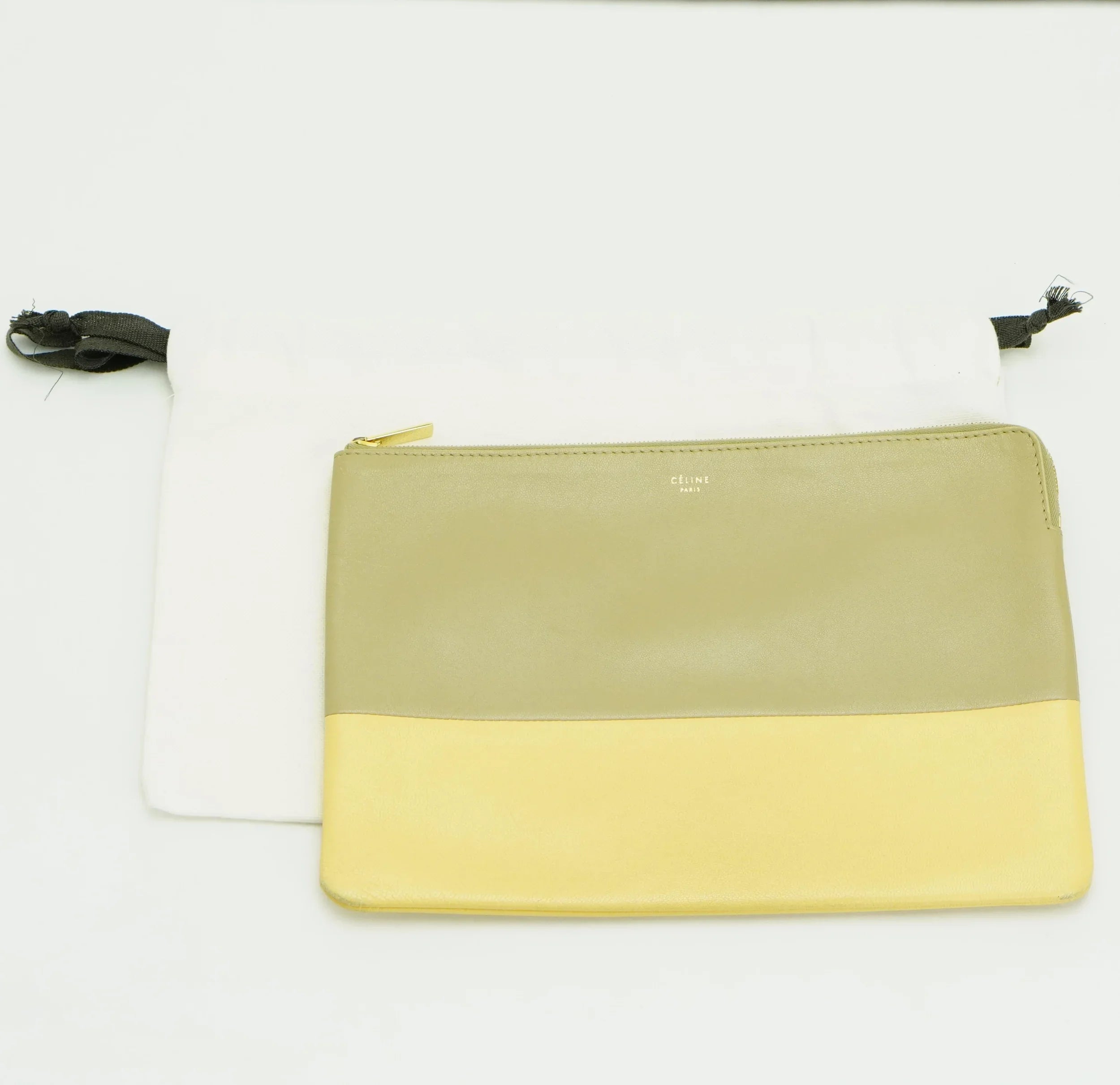 Celine Lambskin Yellow/Grey Clutch Pouch - Lost Designer