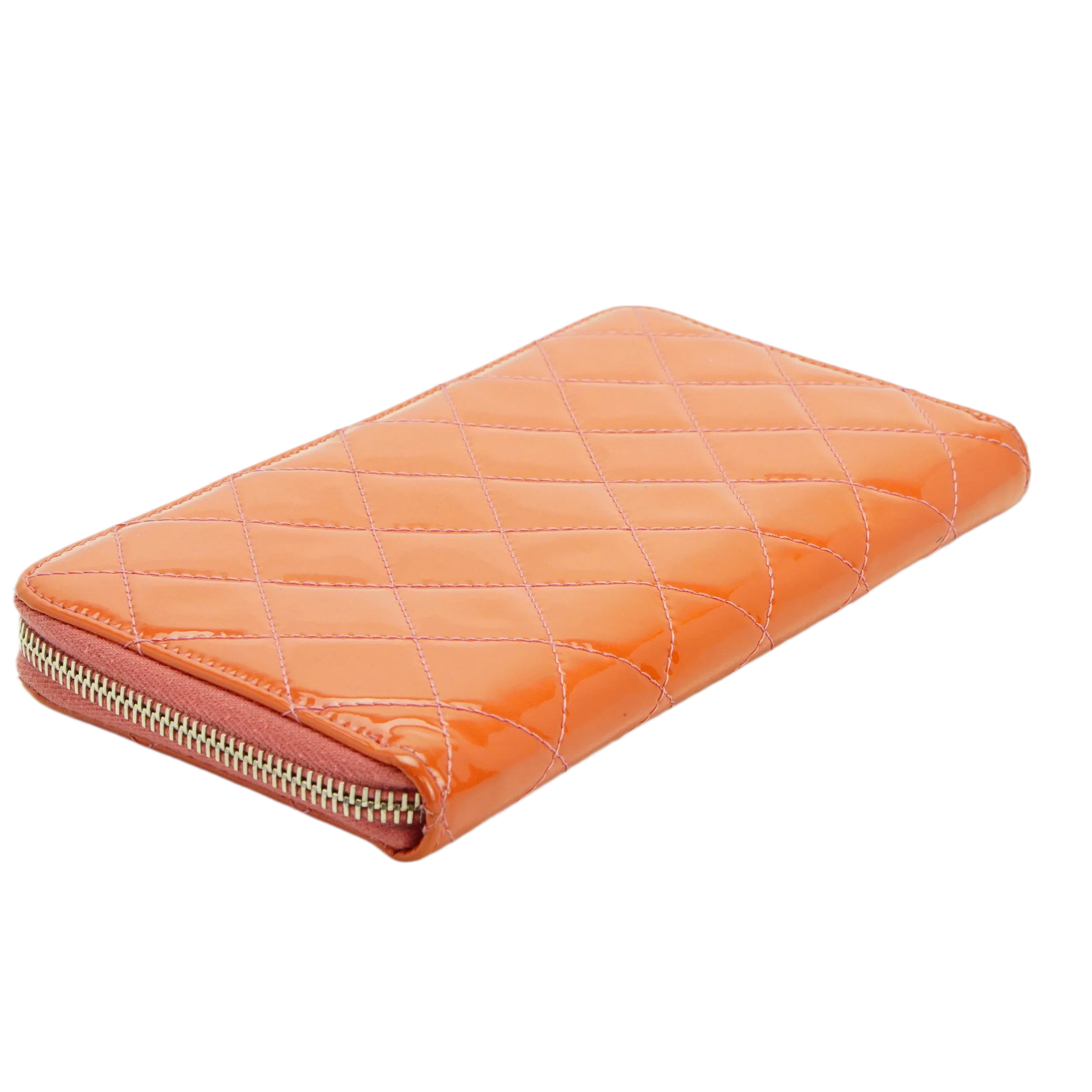 Chanel Orange Enamel Matelassé Wallet - Lost Designer