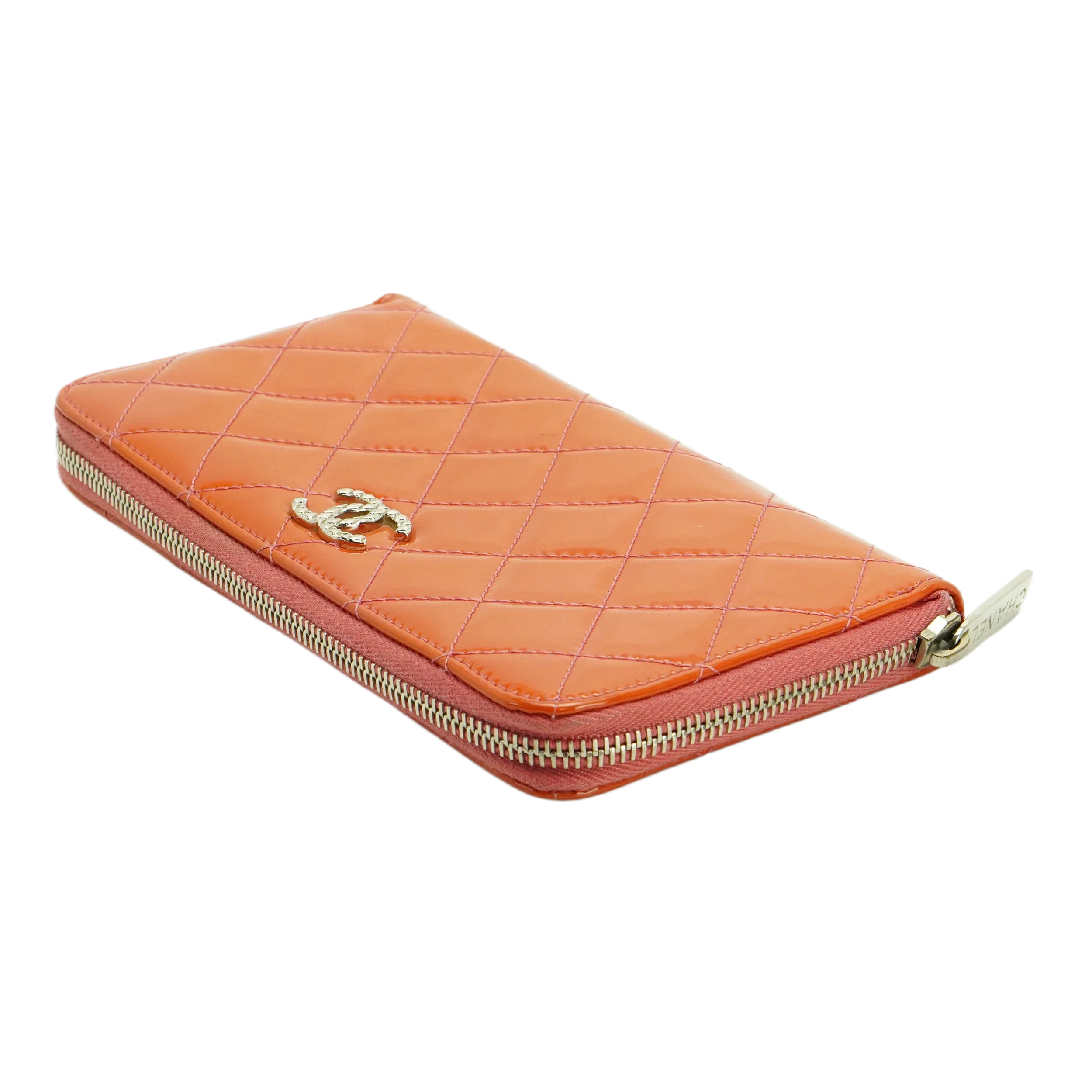 Chanel Orange Enamel Matelassé Wallet - Lost Designer