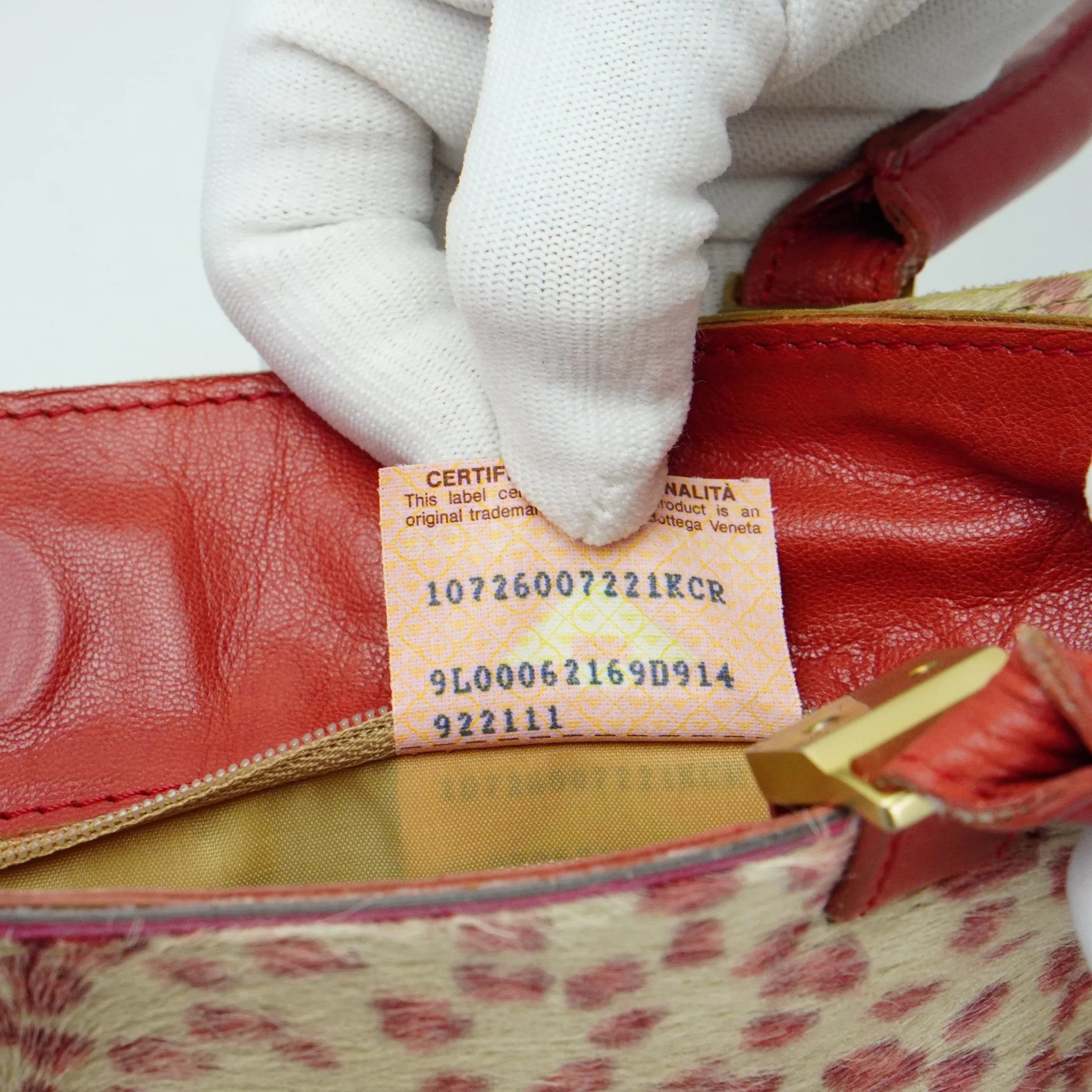 Bottega Veneta Biege & Red Cheetah Cowhide Print Handbag - Lost Designer