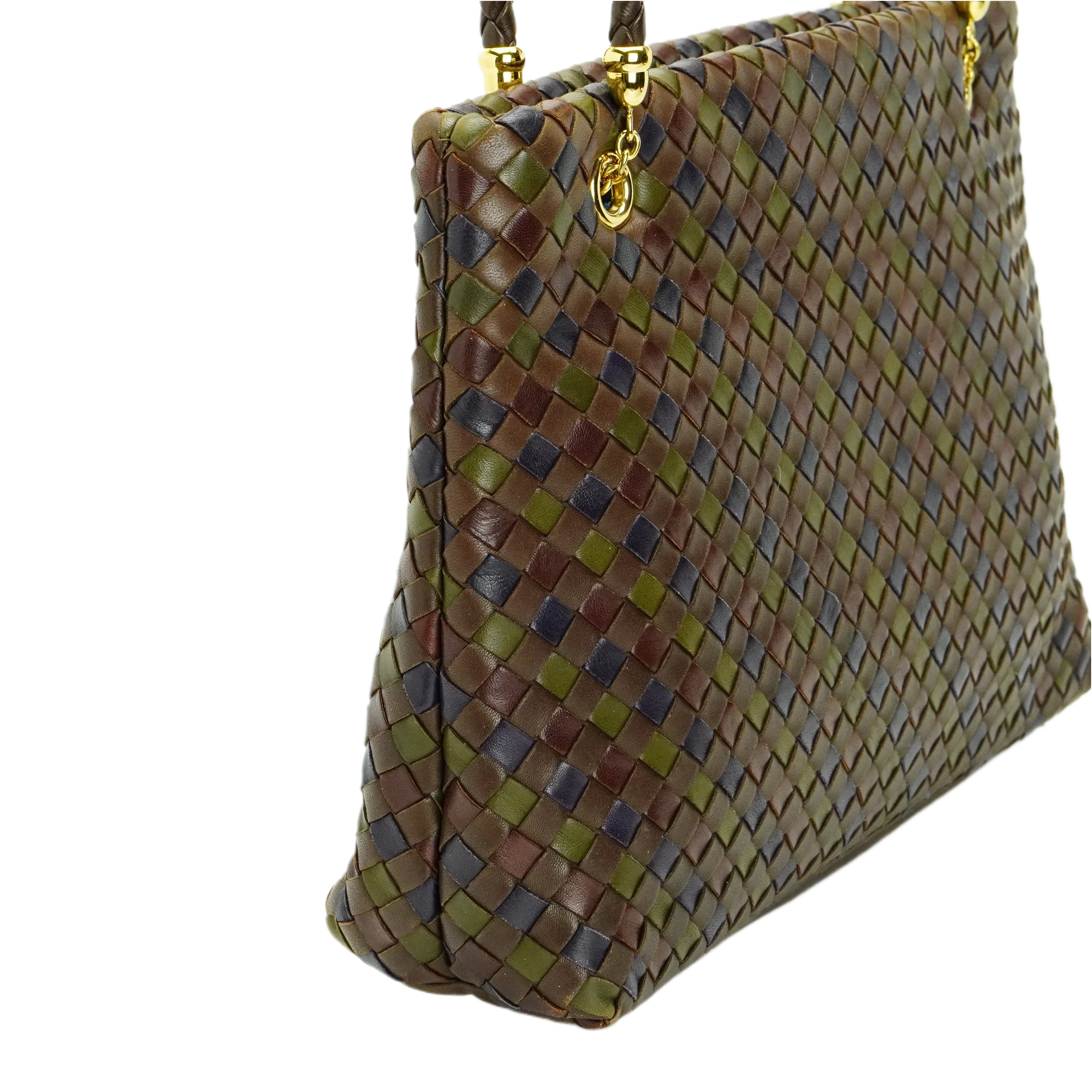 Bottega Veneta Multicoloured Khaki Leather Handbag - Lost Designer