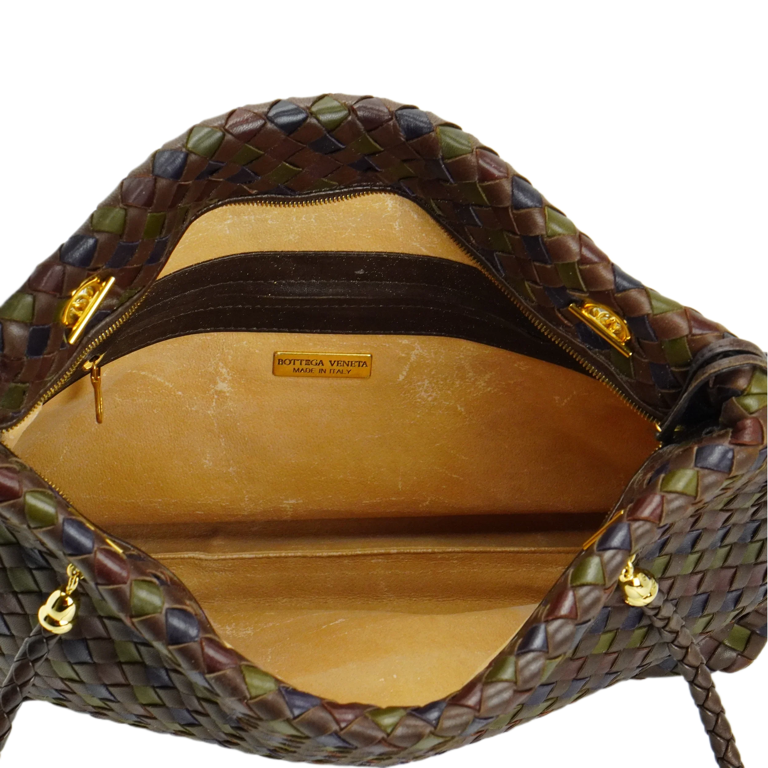 Bottega Veneta Multicoloured Khaki Leather Handbag - Lost Designer