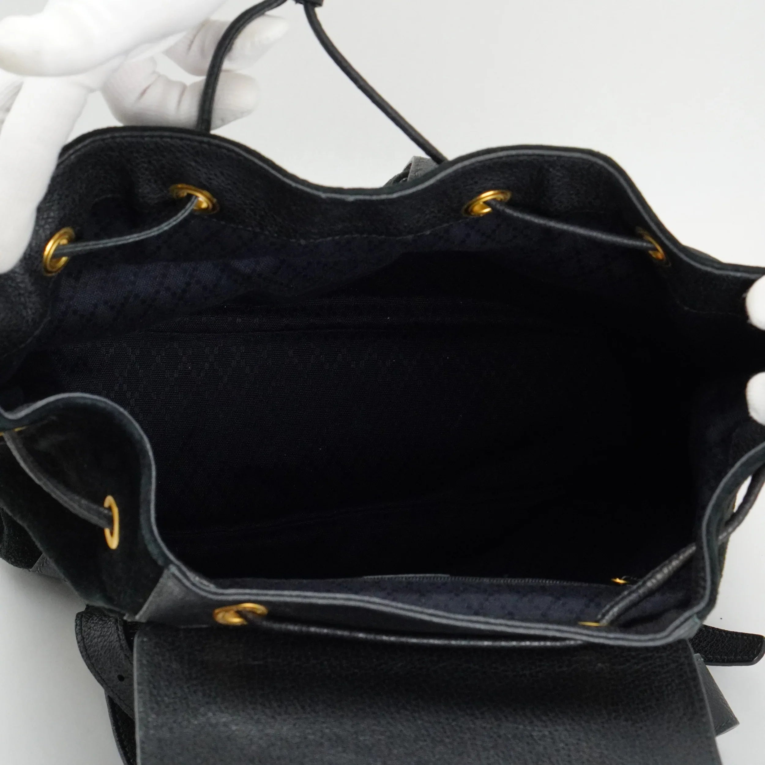Gucci Black Bamboo/Suede Backpack Bag - Lost Designer
