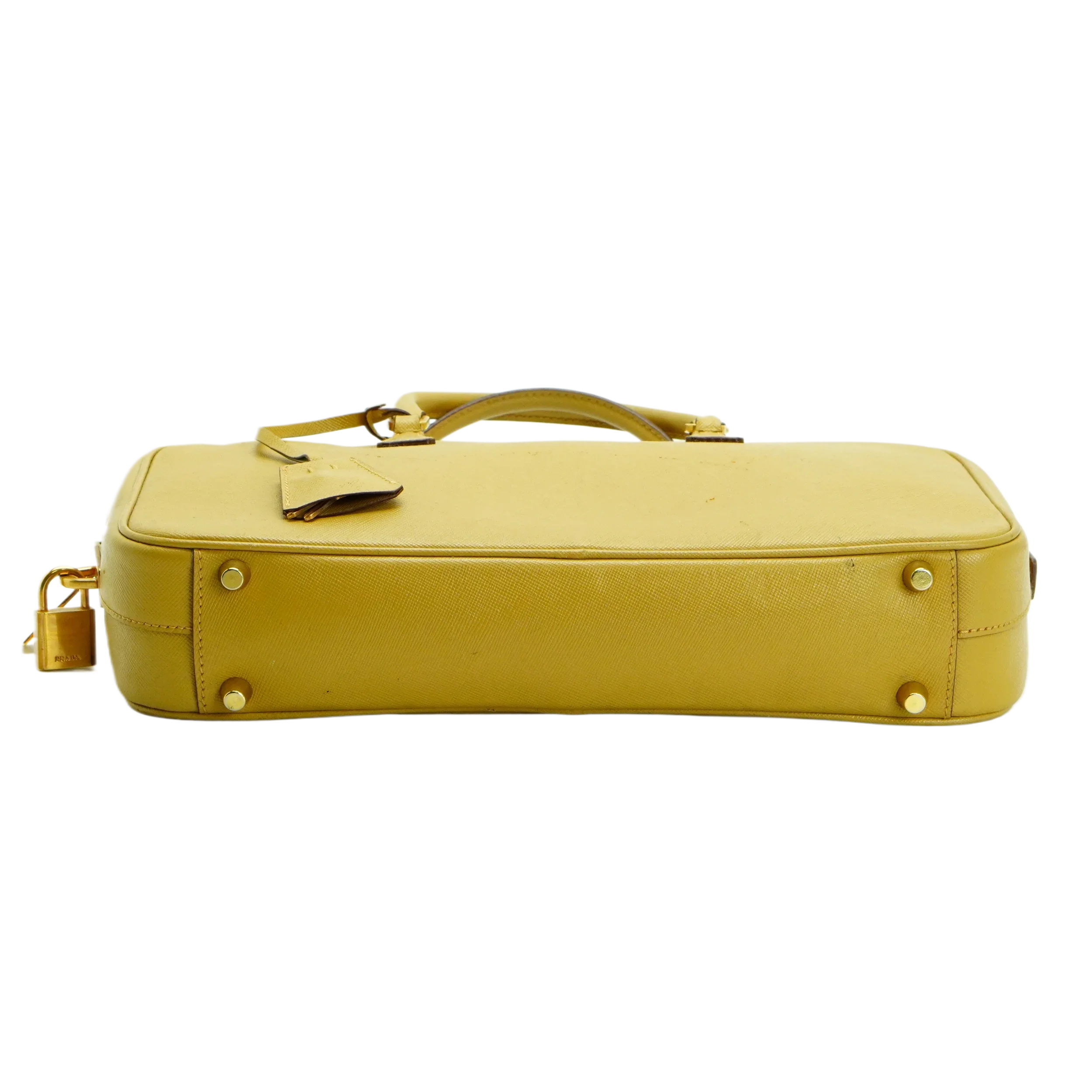 Prada Saffiano Leather Mustard Yellow Handbag - Lost Designer