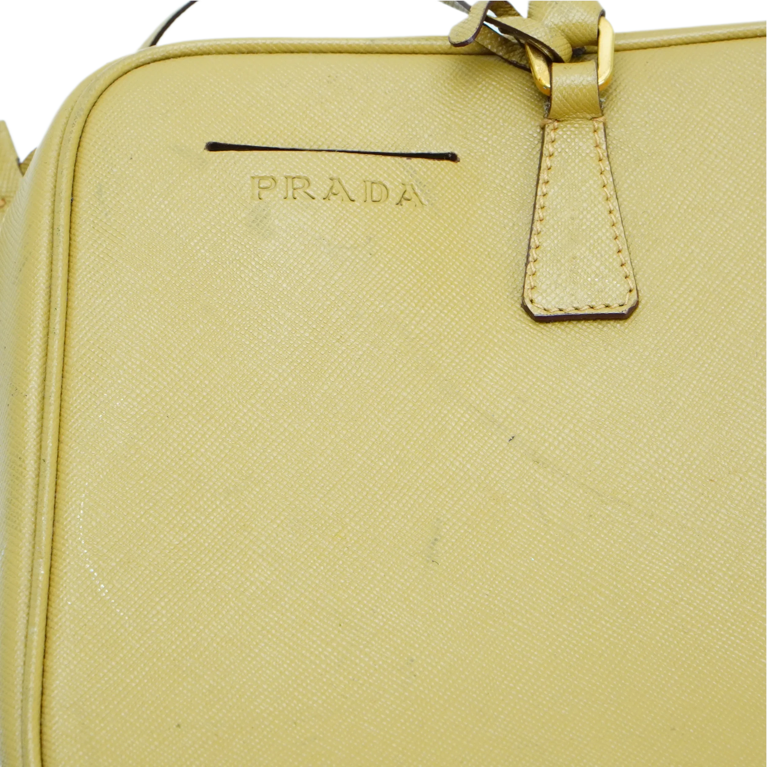 Prada Saffiano Leather Mustard Yellow Handbag - Lost Designer
