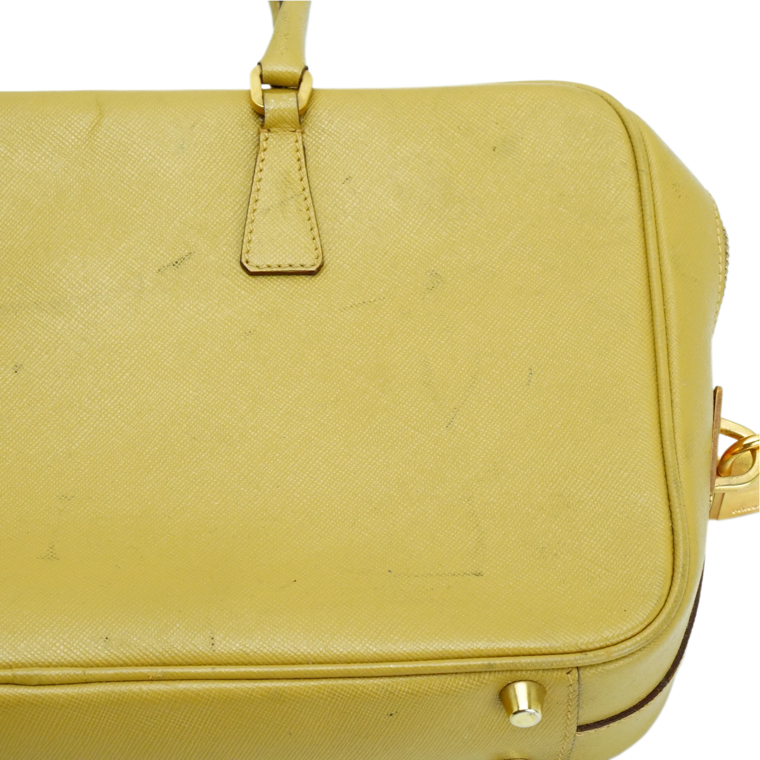 Prada Saffiano Leather Mustard Yellow Handbag - Lost Designer