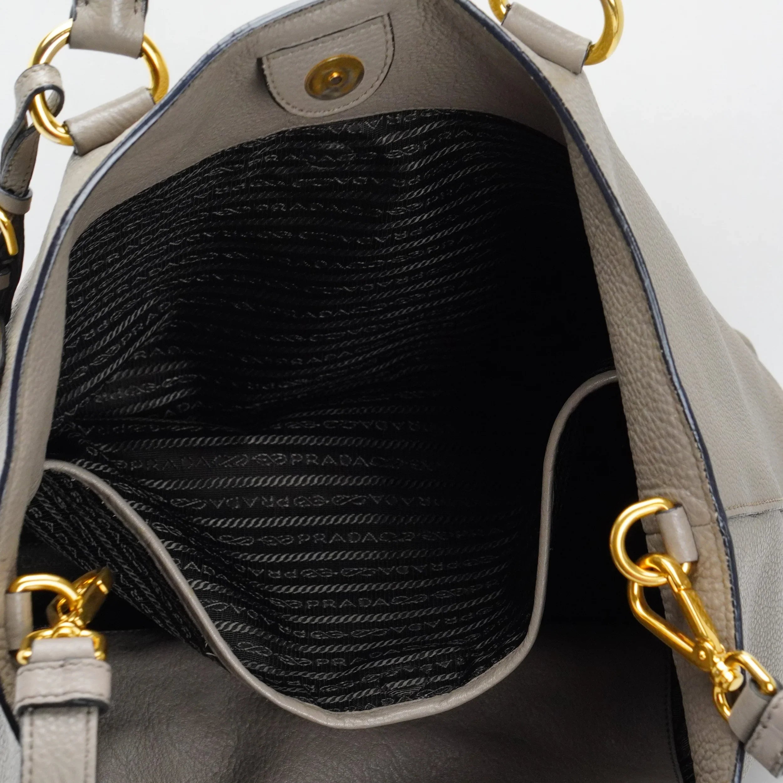 Prada Grey Vitello Daino Handbag - Lost Designer