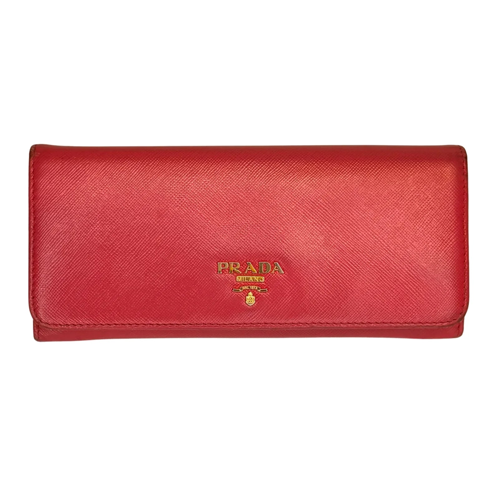 Prada Vitello Daino Continental Flap Wallet in Pink - Lost Designer