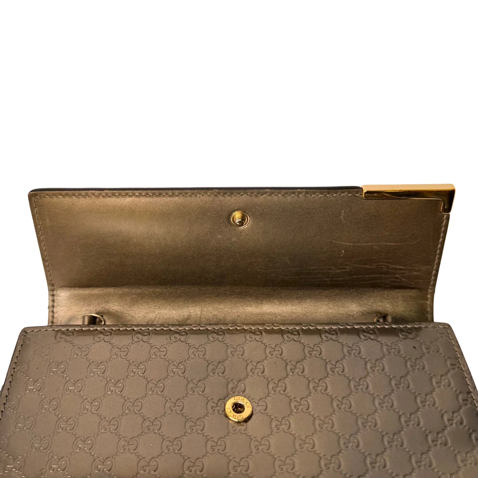 Gucci Leather Wallet on Chain Metallic Silver-Bronze - Lost Designer