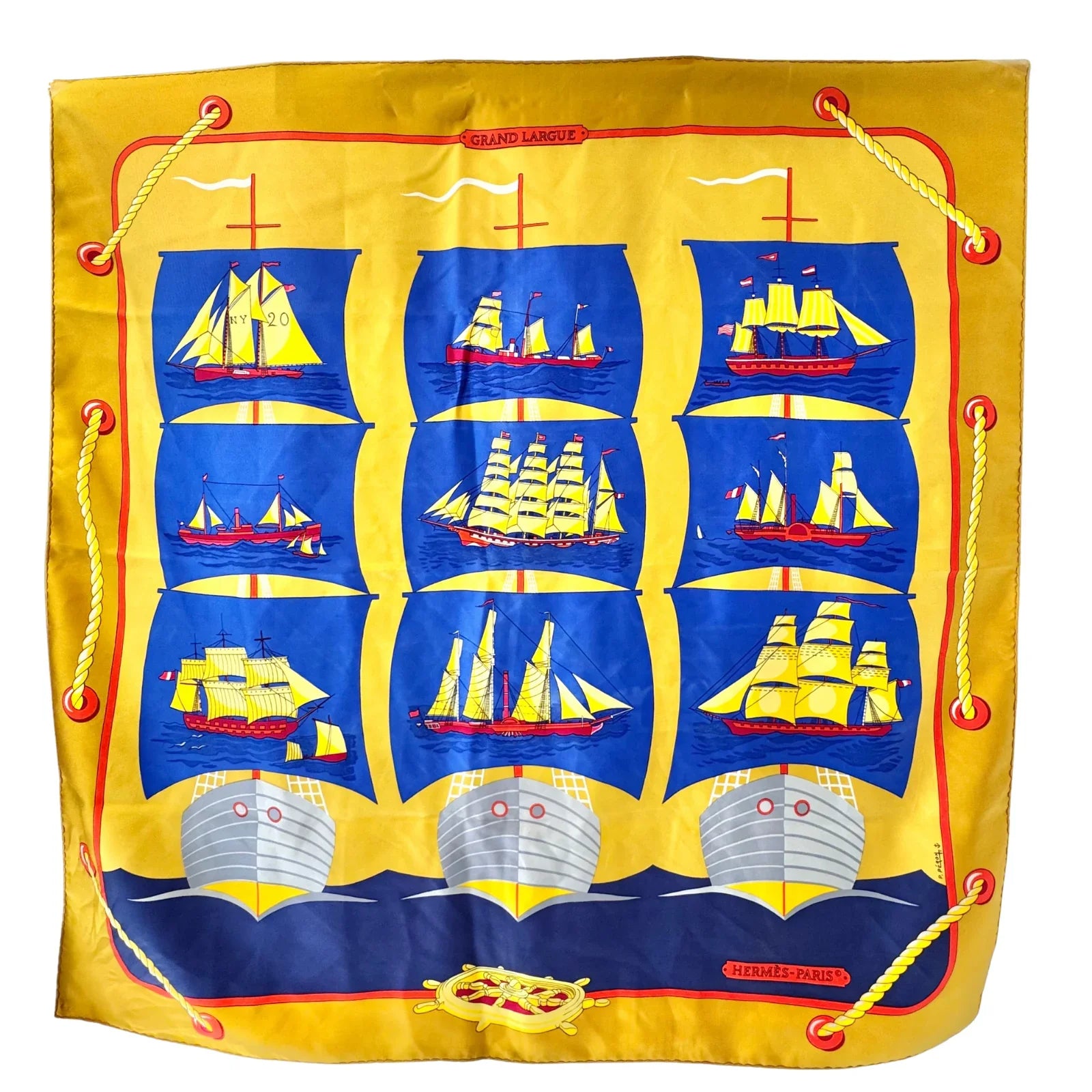 Hermès Grand Largue Silk Scarf Yellow - Lost Designer