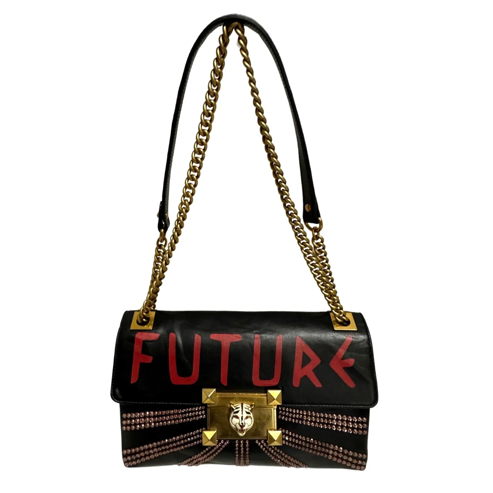 Gucci Osiride Future Embellished Leather Bag Black - Lost Designer