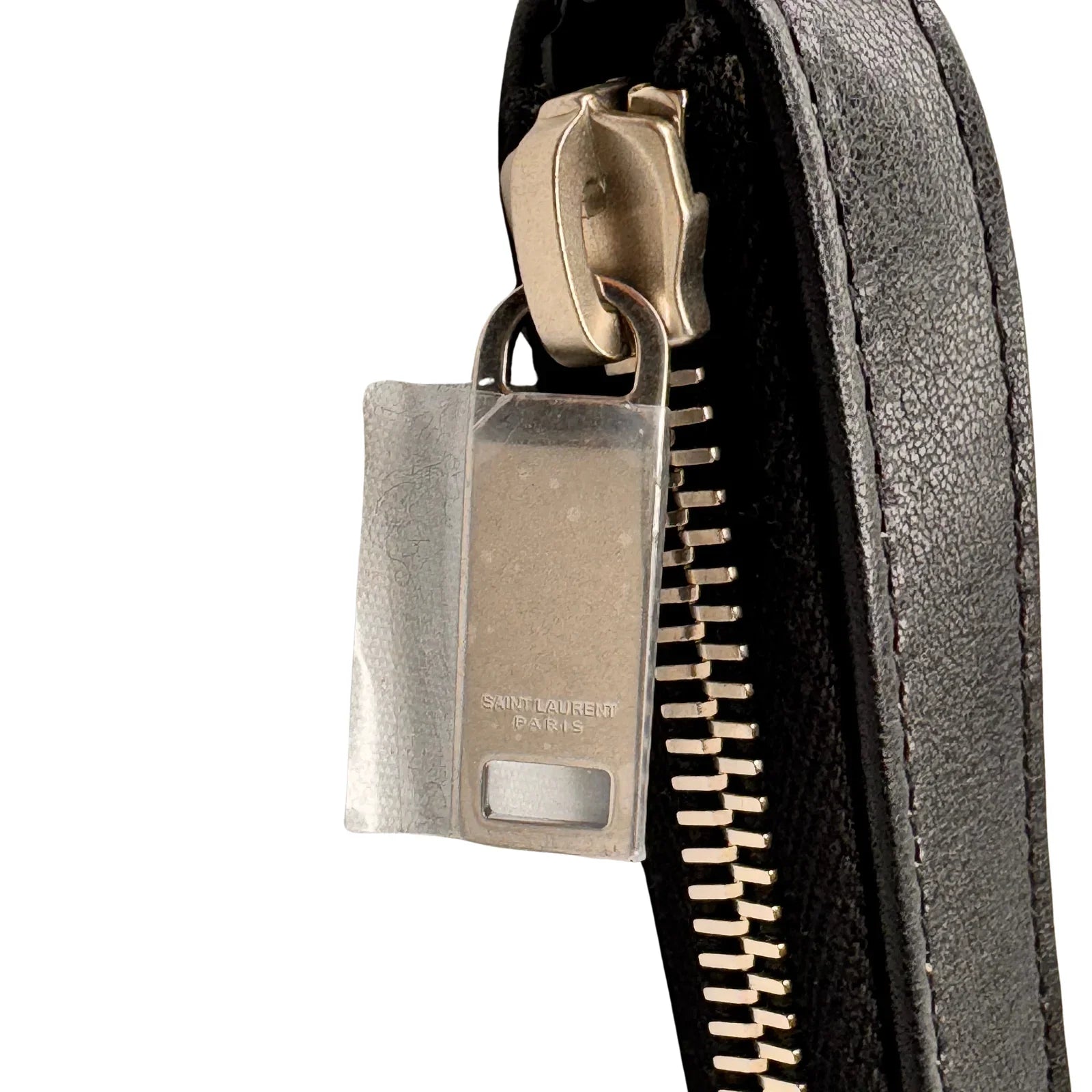 Saint Laurent Raffia Calfskin Rive Gauche Zipped Pouch - Lost Designer