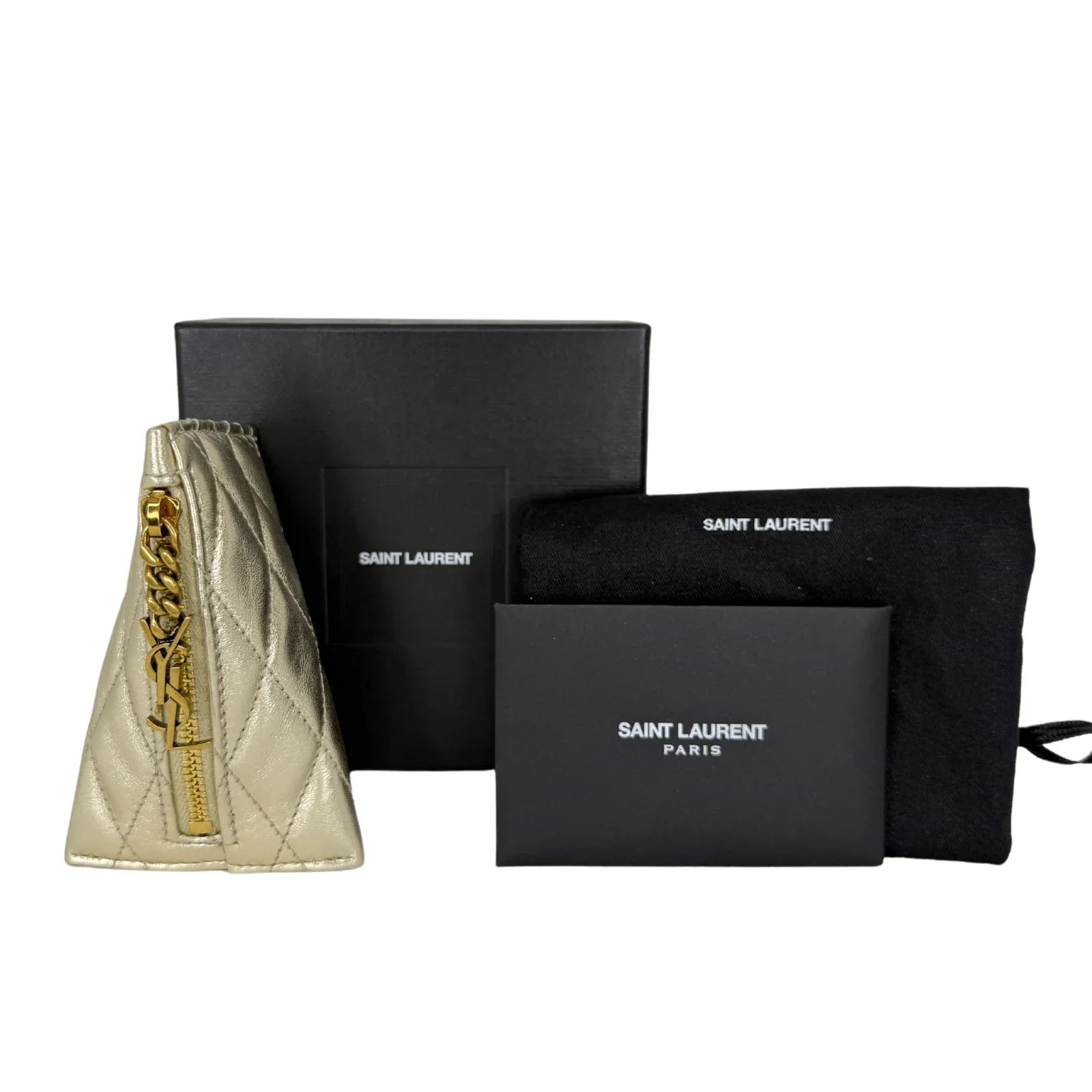 Saint Laurent Metallic Calfskin Berlingo Bag Charm Platino - Lost Designer