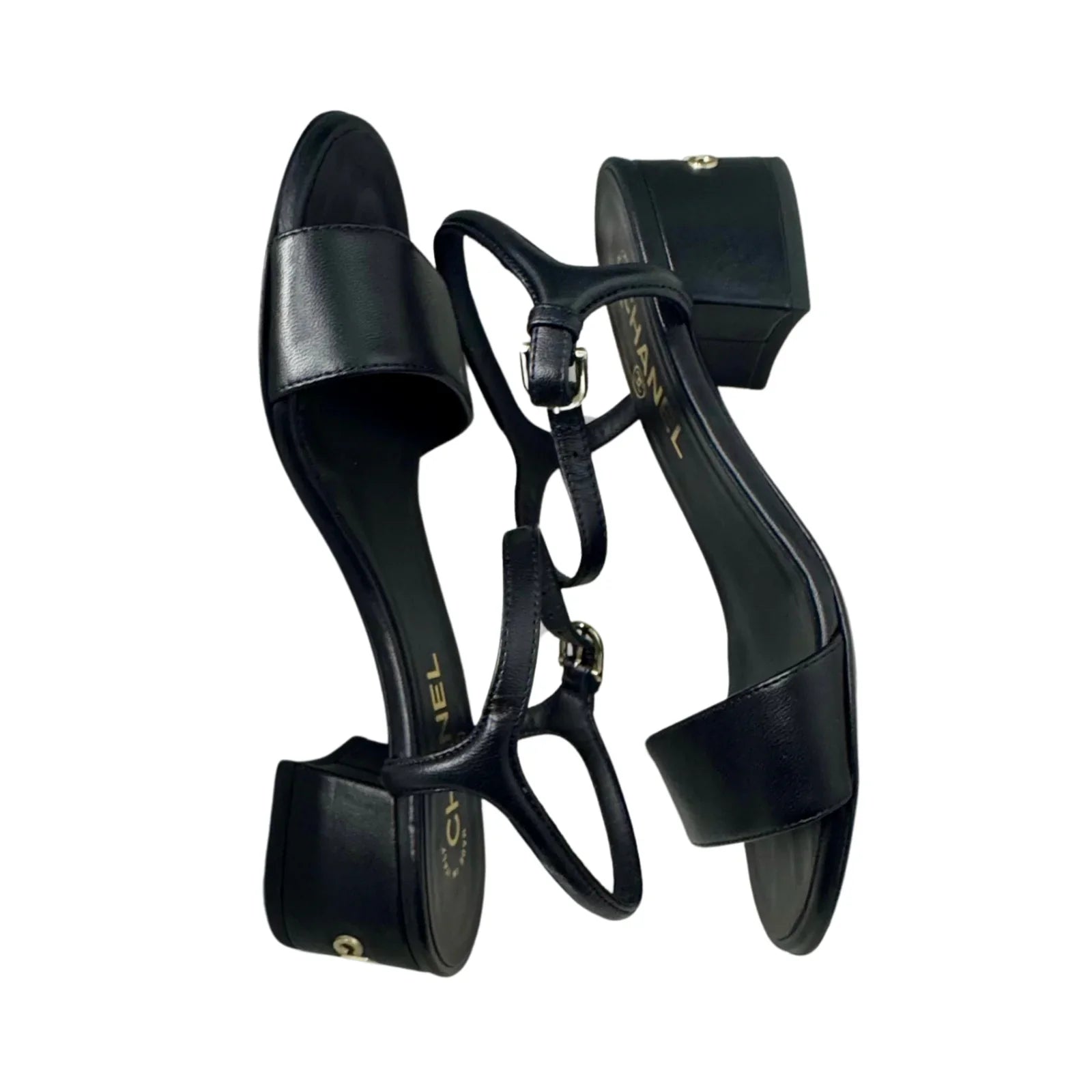 Chanel Black Lambskin Leather Classic Sandals – Size 36C - Lost Designer