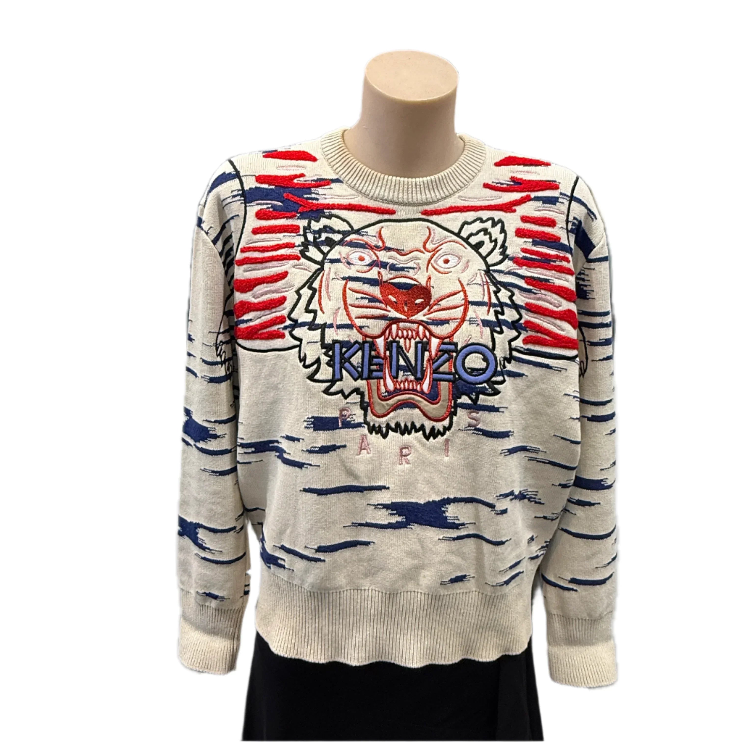 KENZO Womens Tiger Claw Knit Sweater - Cream Size M - Lost Designer