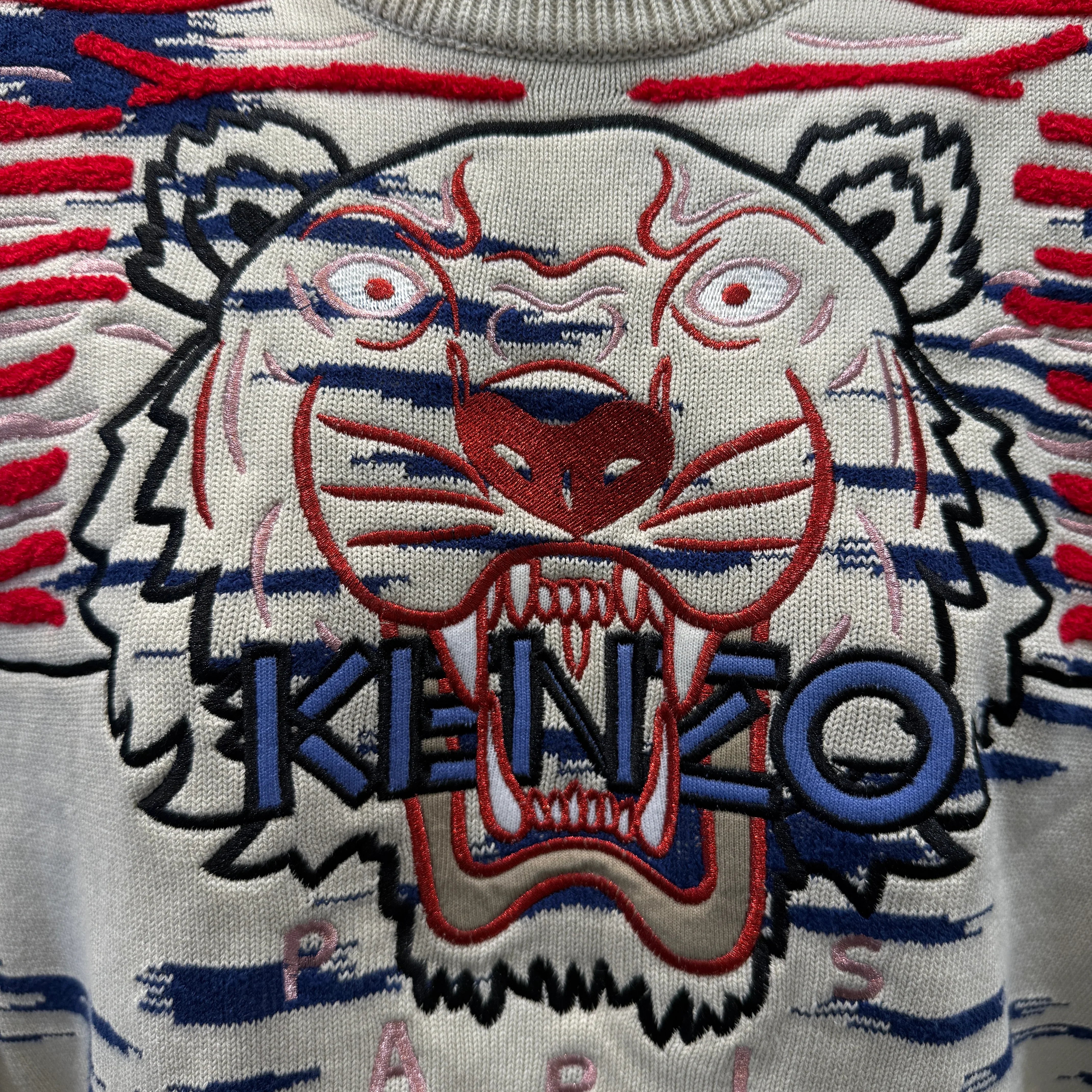 KENZO Womens Tiger Claw Knit Sweater - Cream Size M - Lost Designer