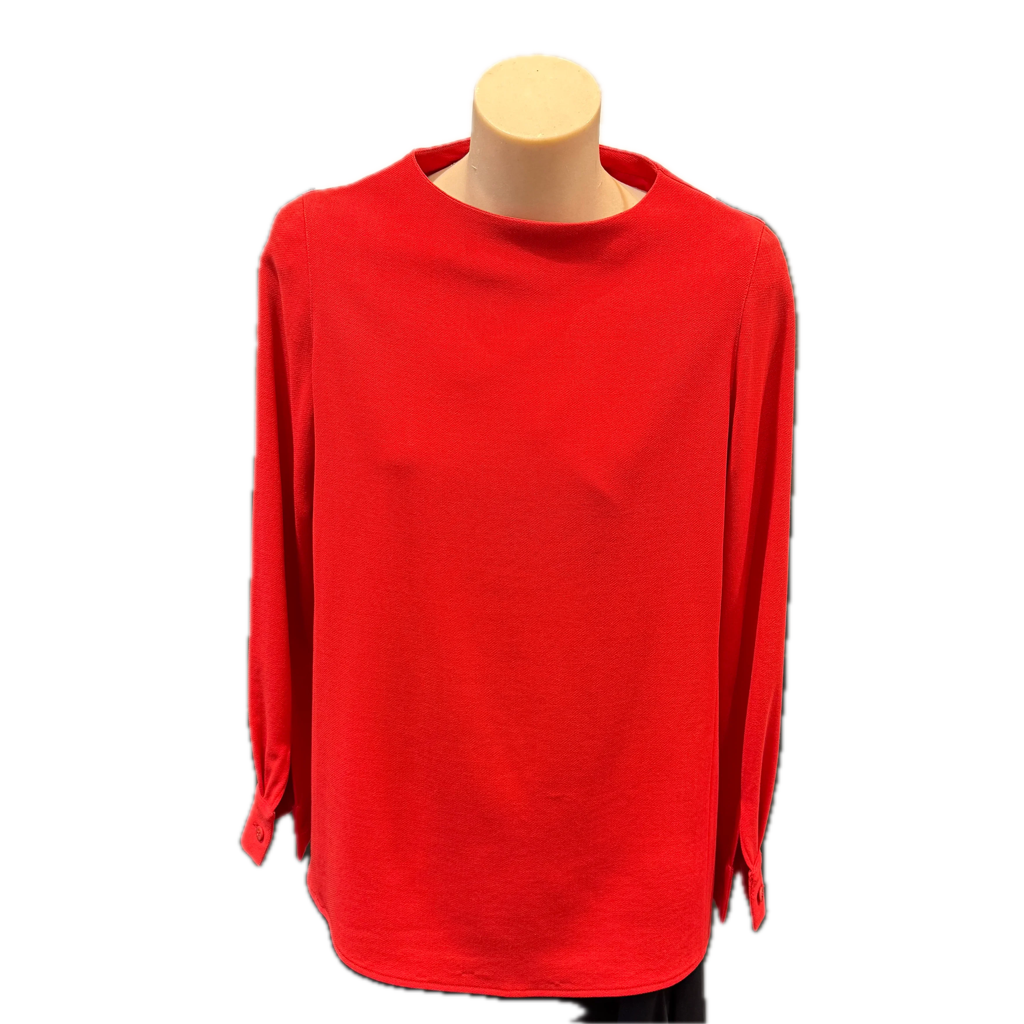 Giorgio Armani Red Long-Sleeve Boat Neck Top Size 40 - Lost Designer