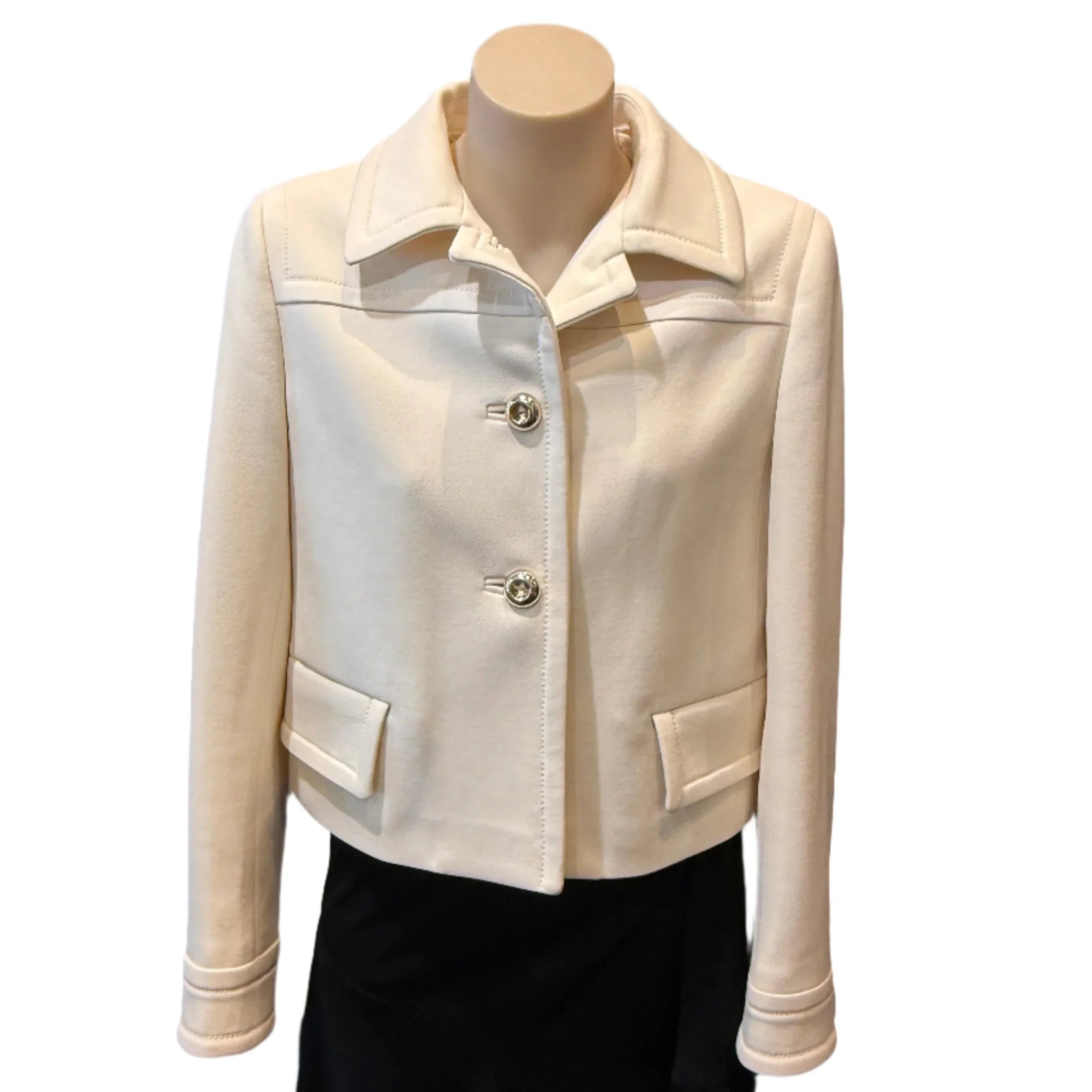 Prada Ivory Cropped Wool Jacket Off White size 40 - Lost Designer