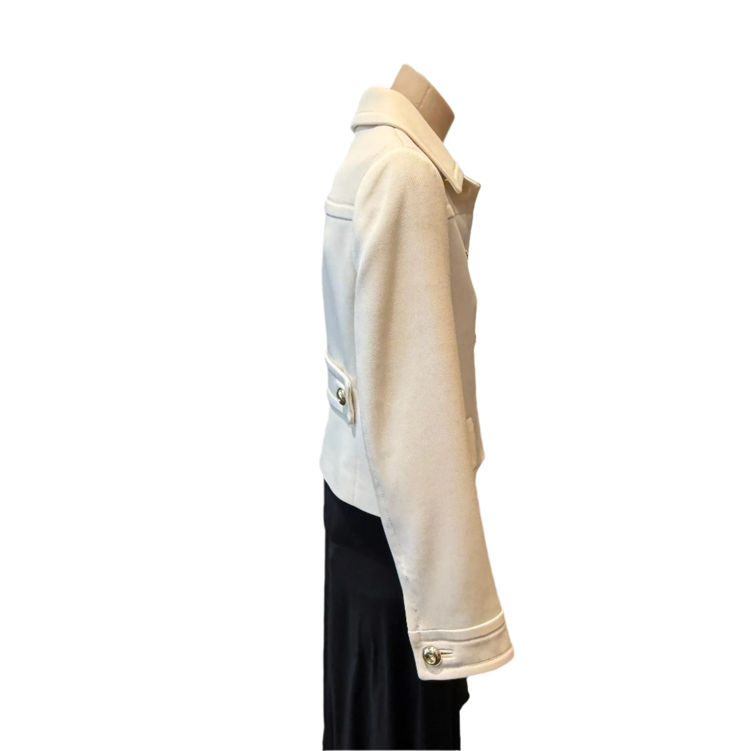 Prada Ivory Cropped Wool Jacket Off White size 40 - Lost Designer