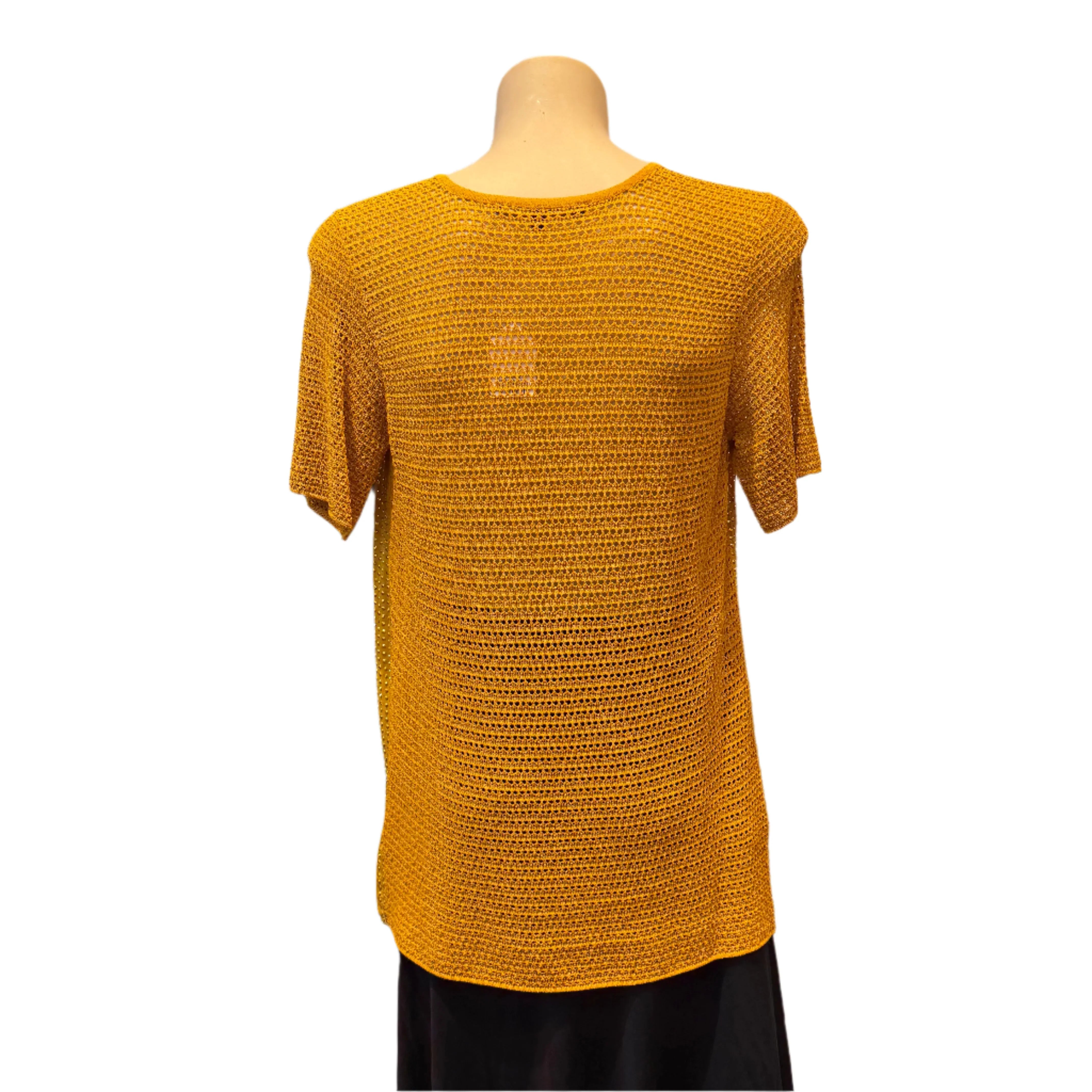 Gucci Mustard Studded Short Sleeve Silk Top Small - Lost Designer