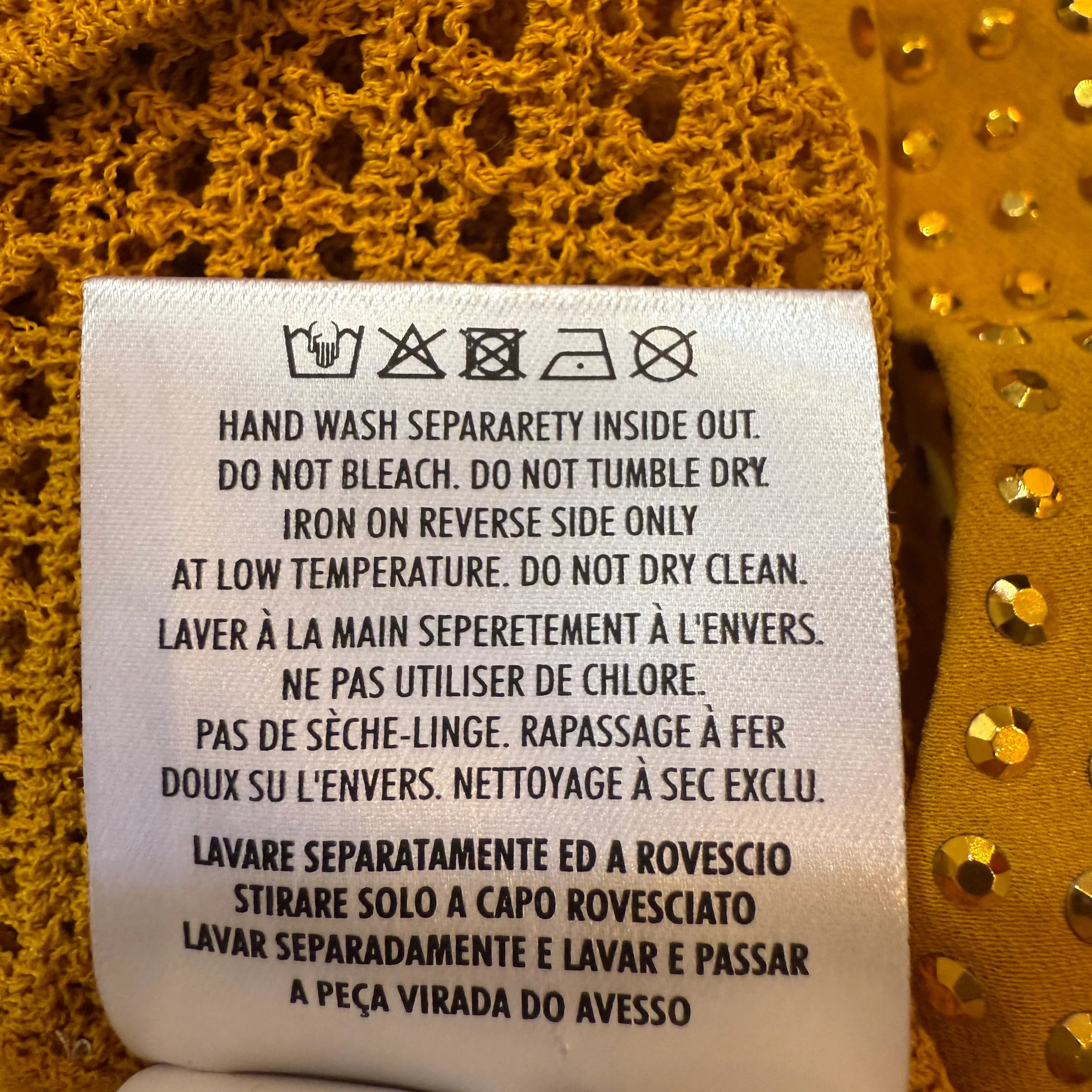 Gucci Mustard Studded Short Sleeve Silk Top Small - Lost Designer