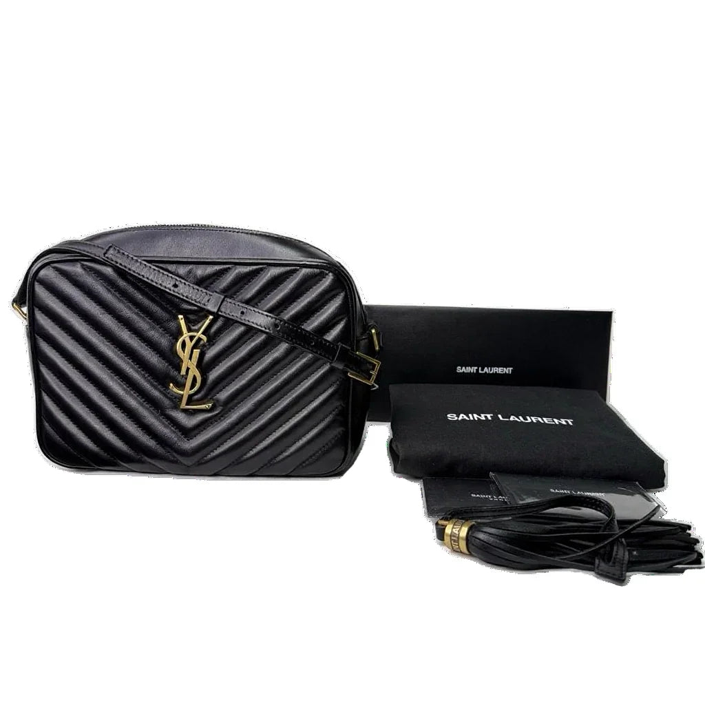 Saint Laurent Lou Quilted Camera Bag Leather Black - Lost Designer